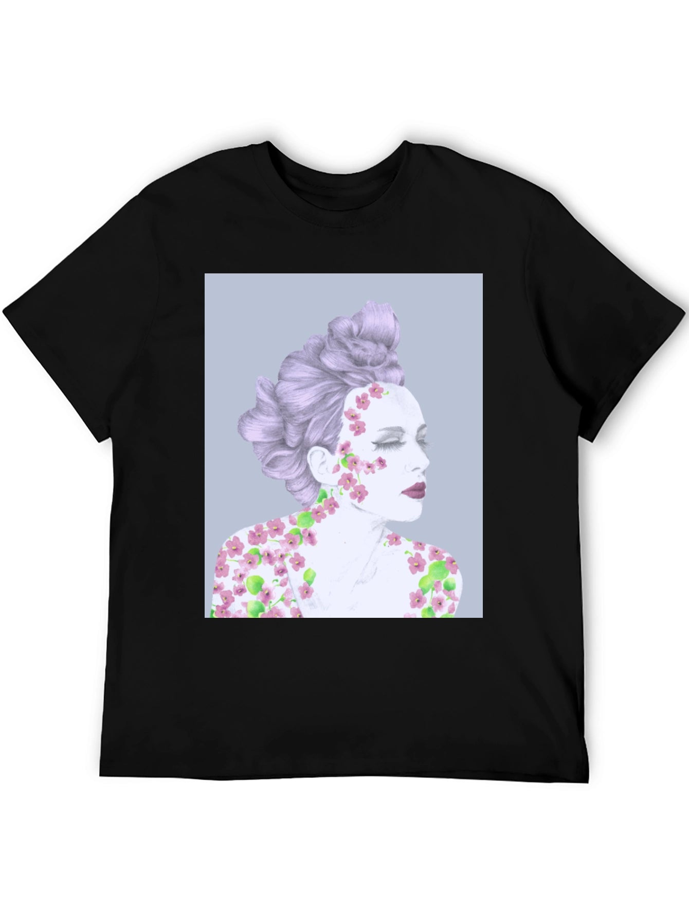 Floral Woman Graphic Tee - Artistic Design