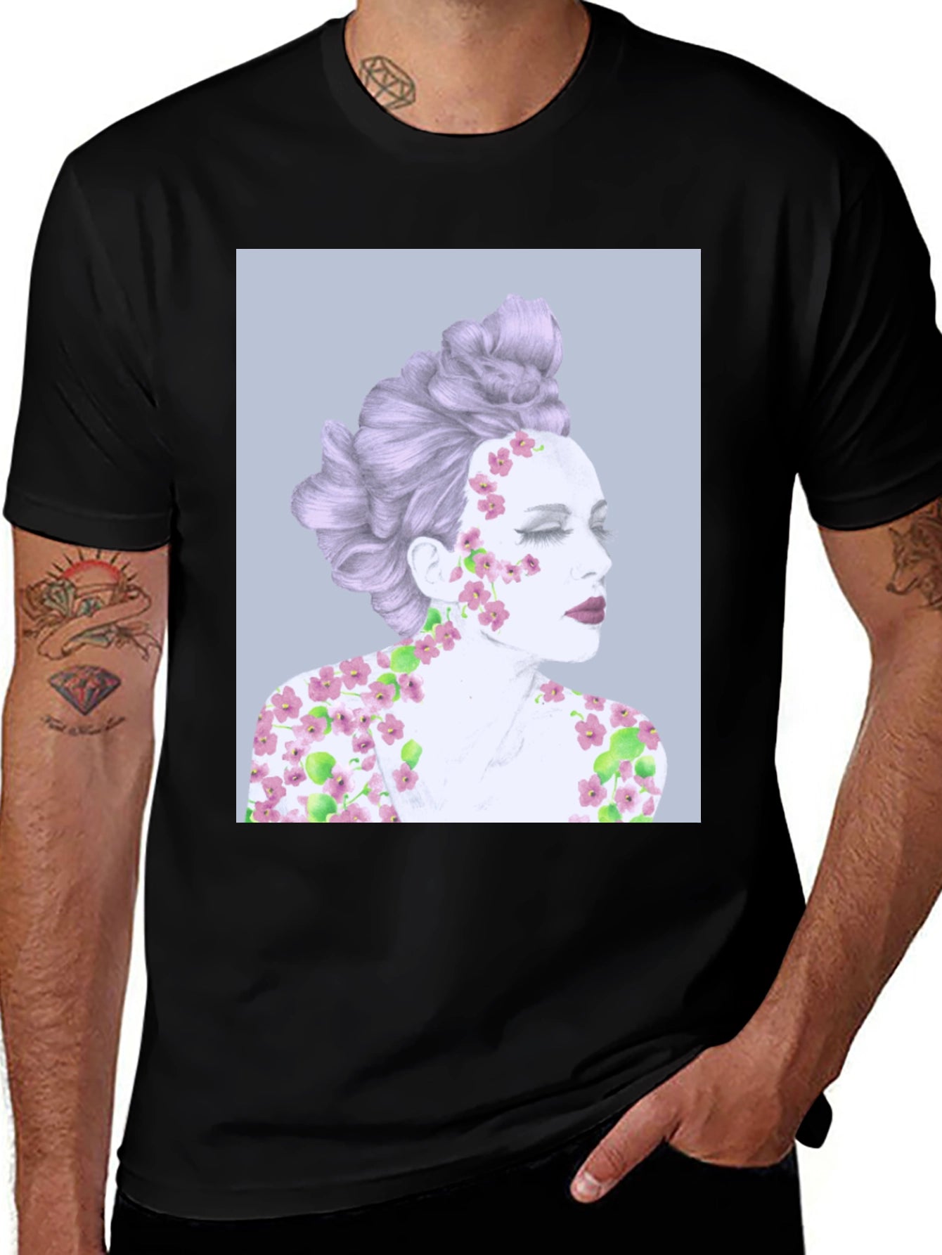 Floral Woman Graphic Tee - Artistic Design