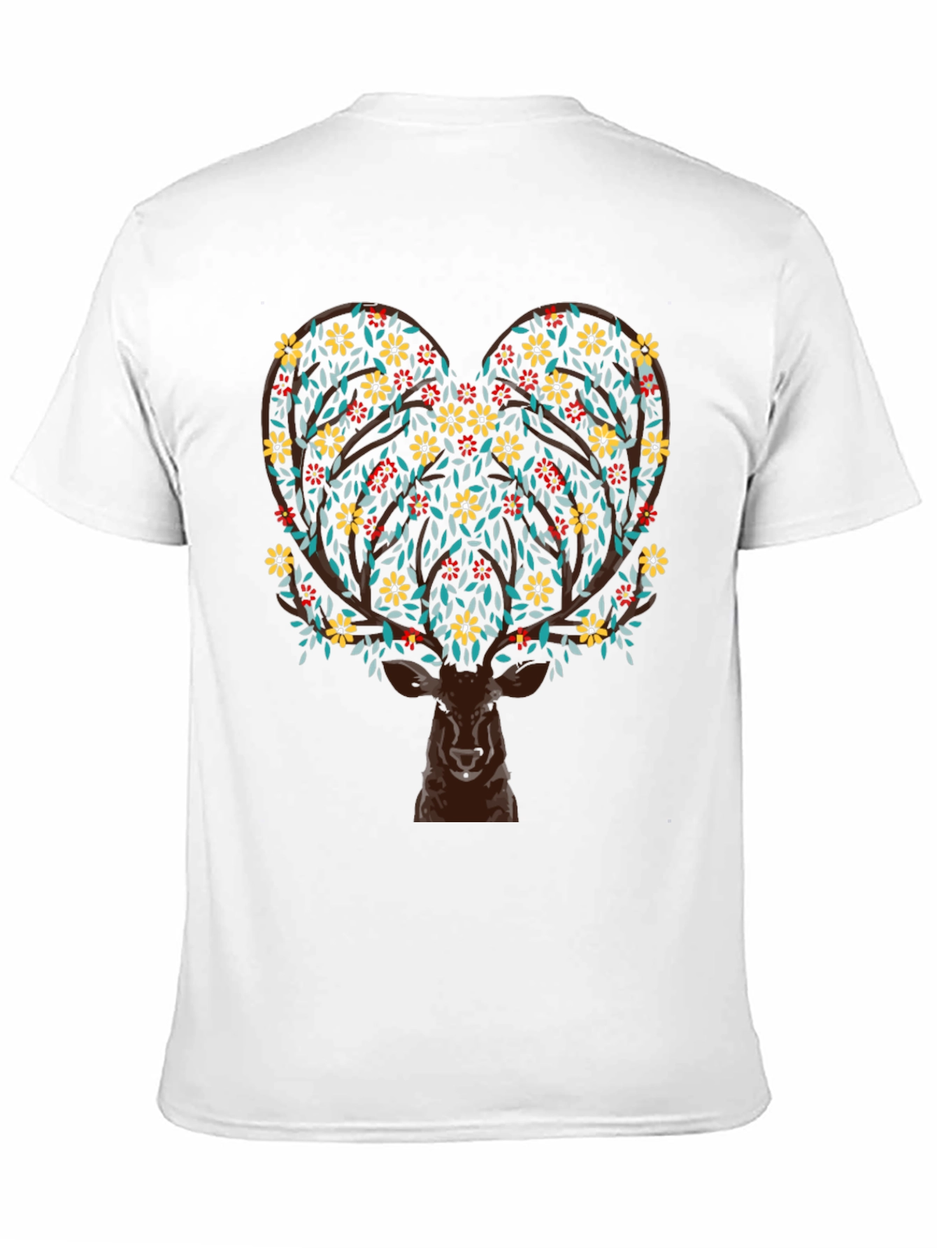 Deer Heart Tree Graphic Black T-Shirt