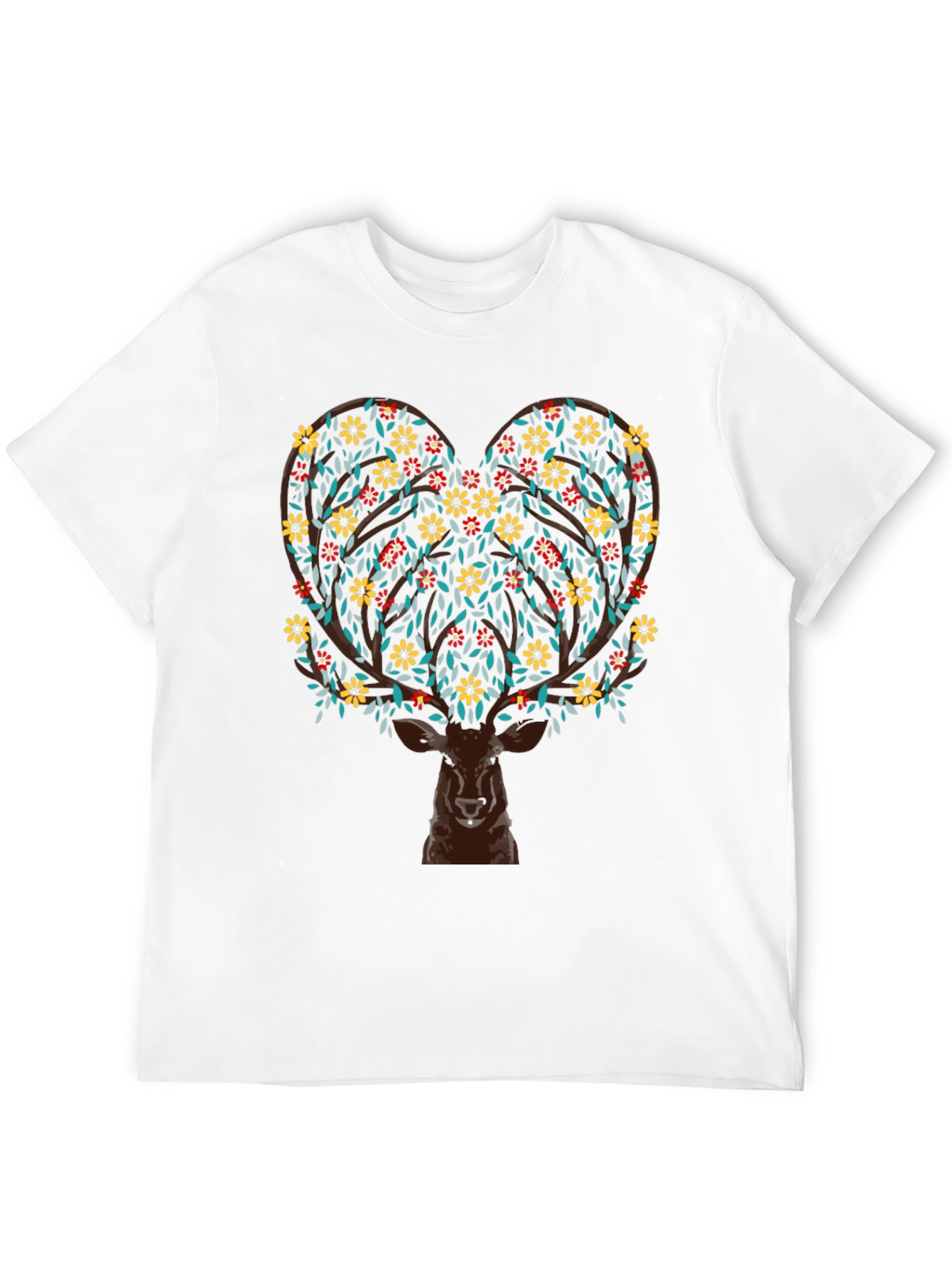 Deer Heart Tree Graphic Black T-Shirt