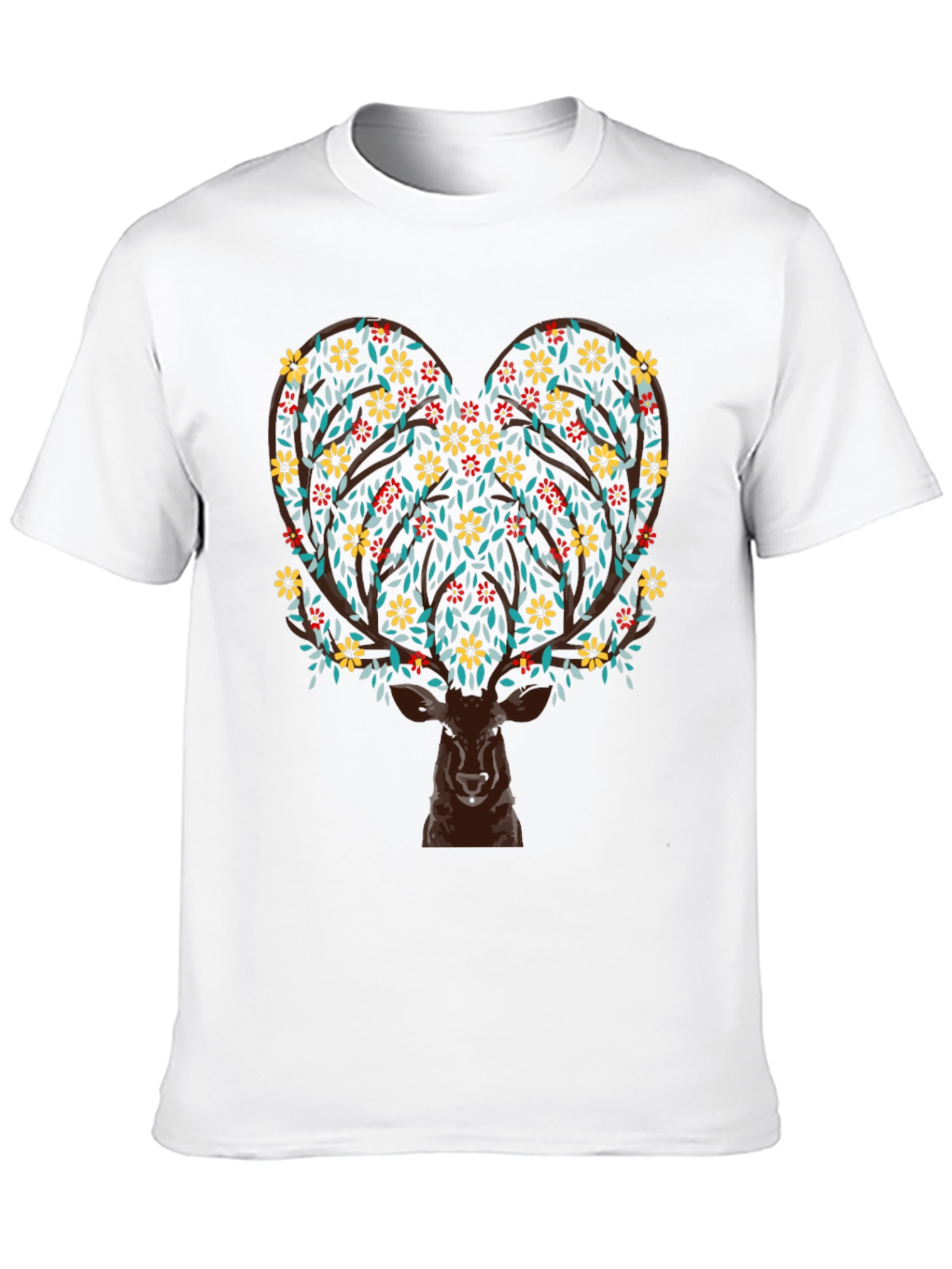 Deer Heart Tree Graphic Black T-Shirt