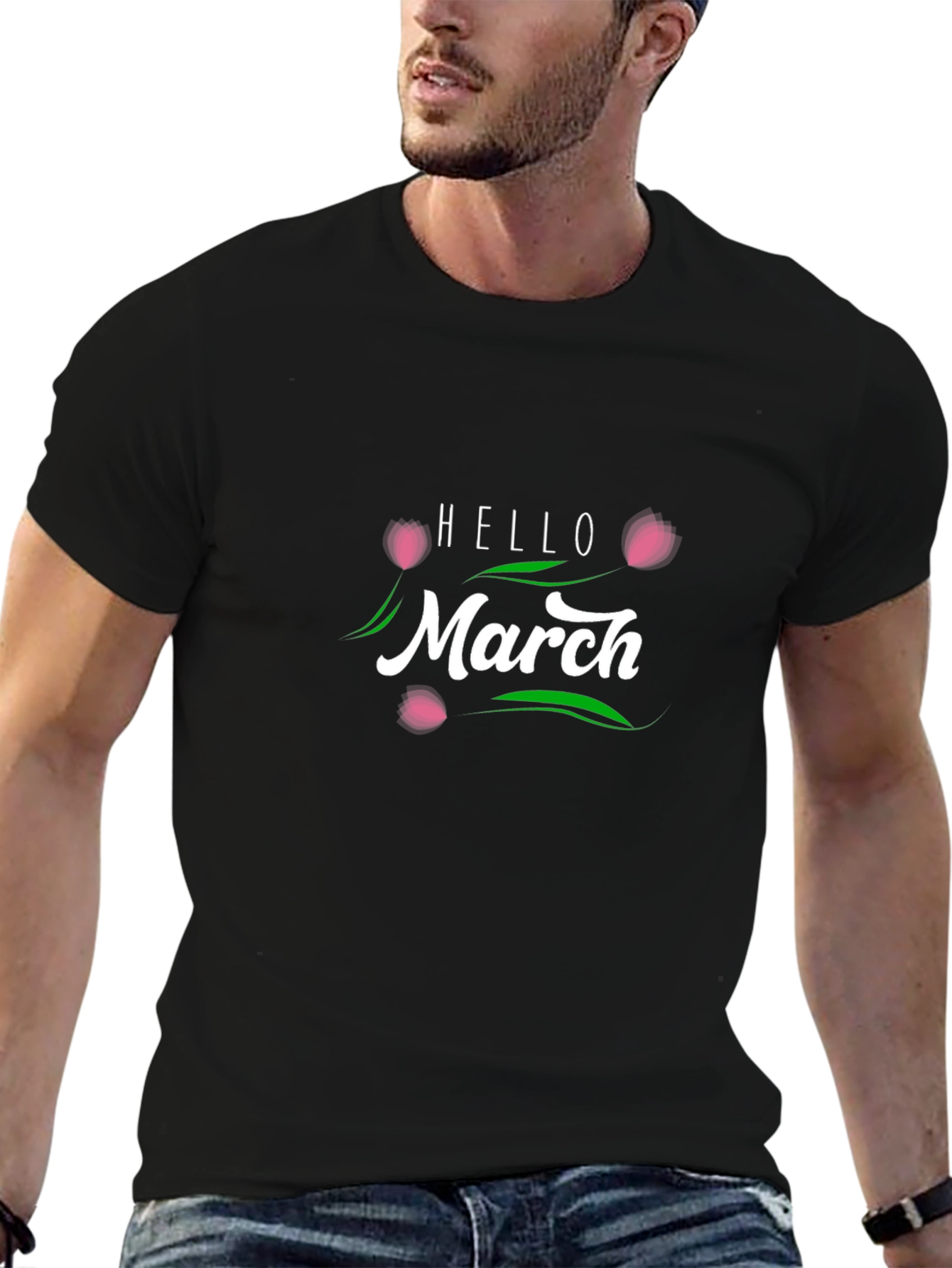 Hello March Black T-Shirt