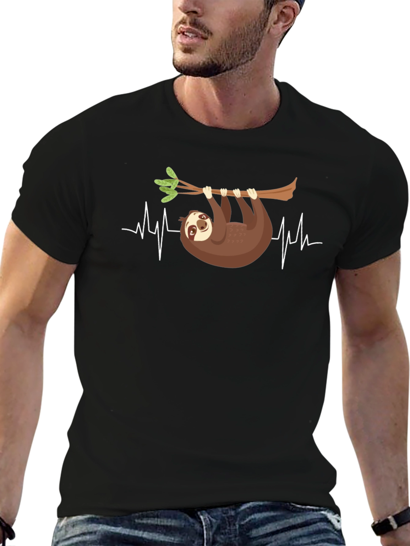 Sloth Heartbeat Graphic Tee - Casual Comfort