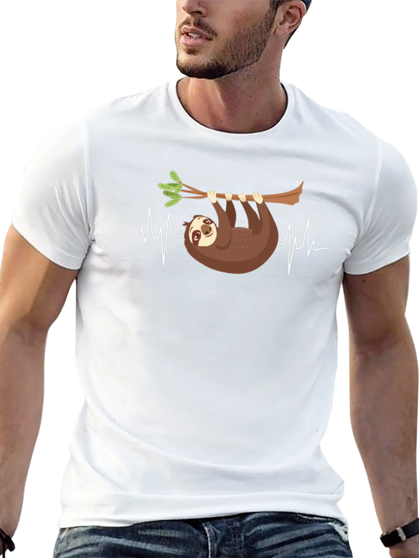 Sloth Heartbeat Graphic Tee - Casual Comfort