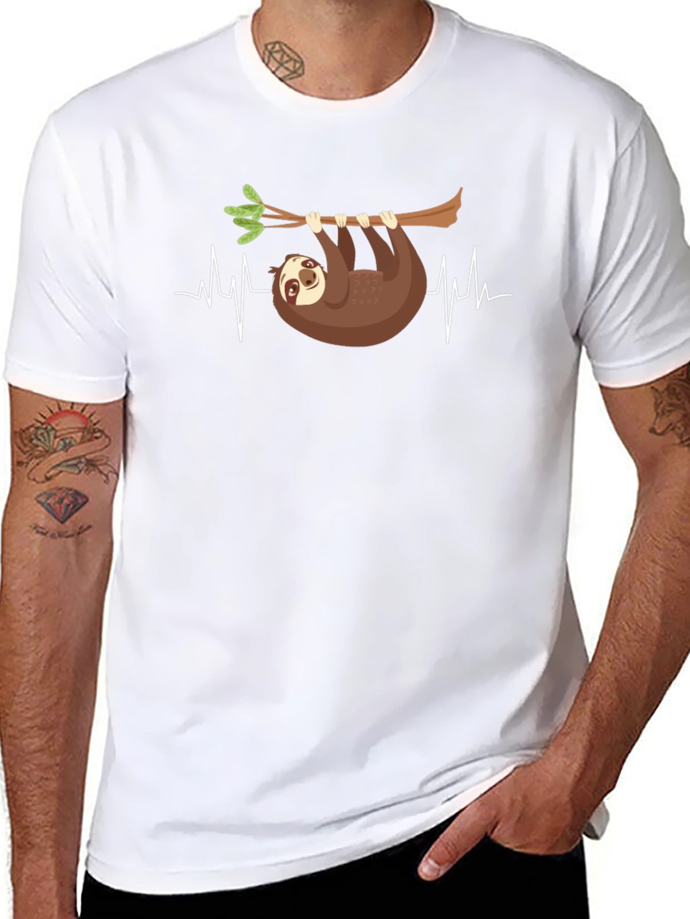 Sloth Heartbeat Graphic Tee - Casual Comfort