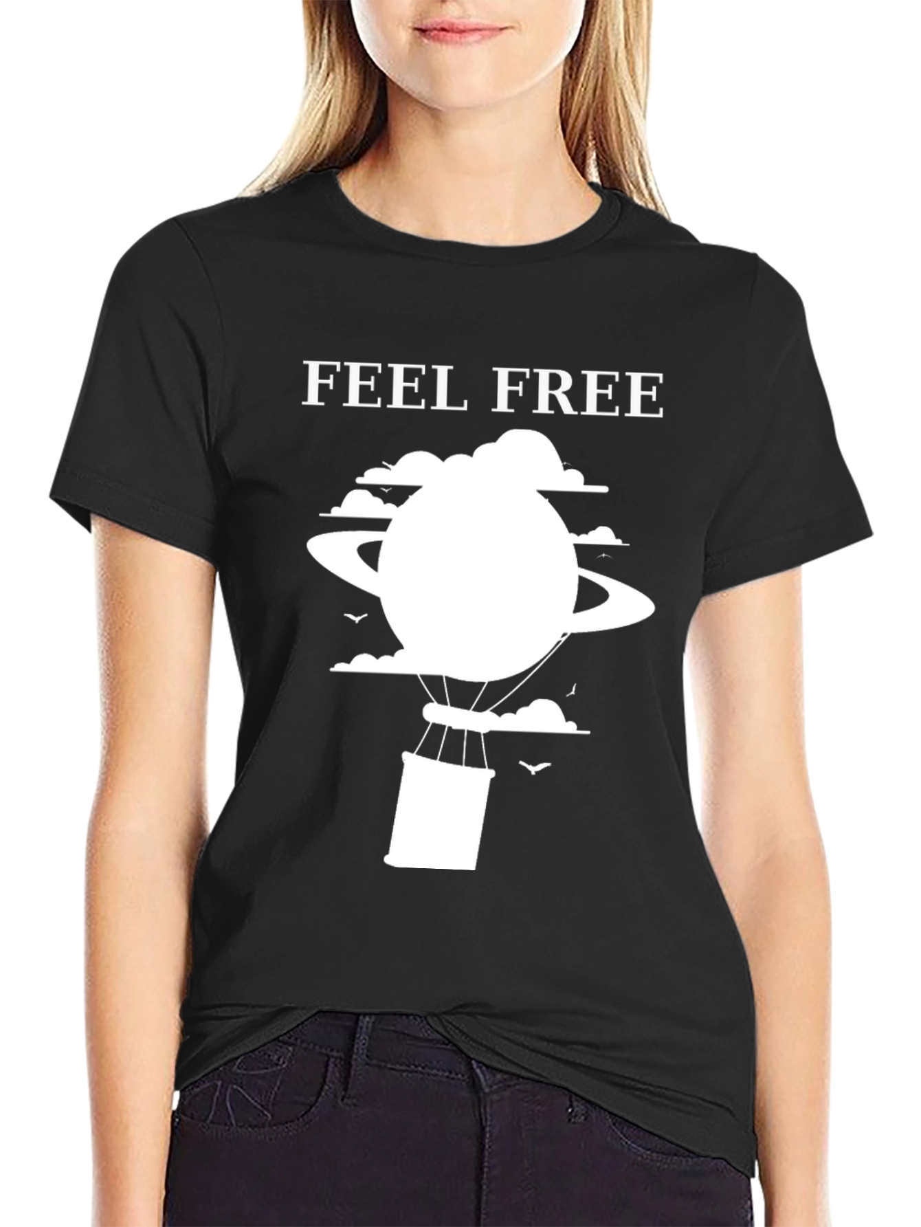 Feel Free T-Shirt: Saturn Hot Air Balloon Graphic Tee