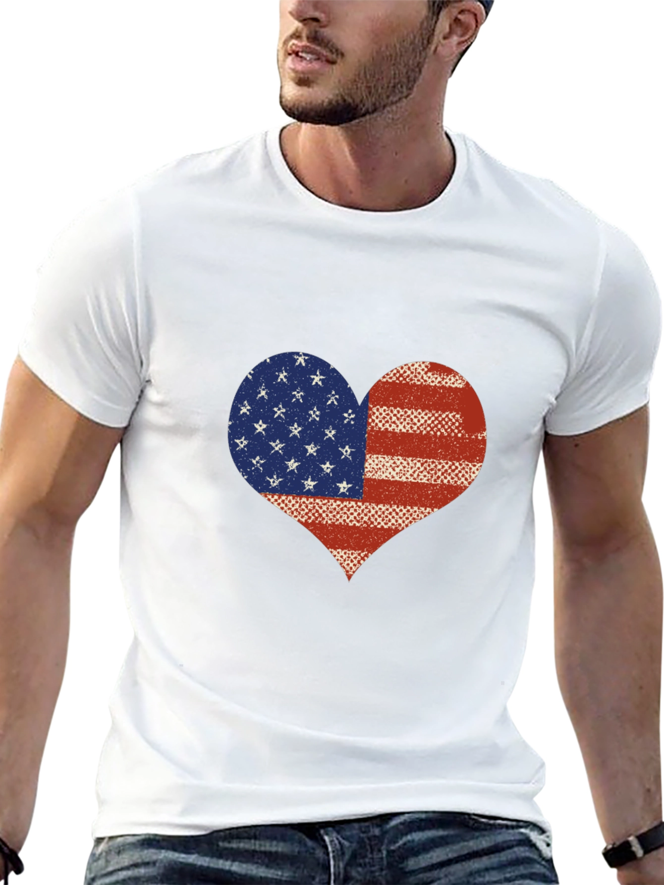 American Flag Heart T-Shirt - Patriotic USA Love Tee