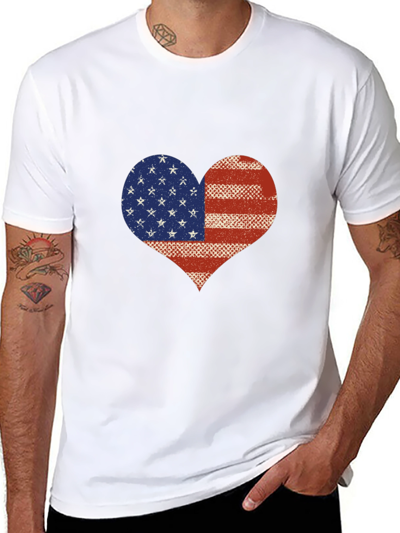 American Flag Heart T-Shirt - Patriotic USA Love Tee
