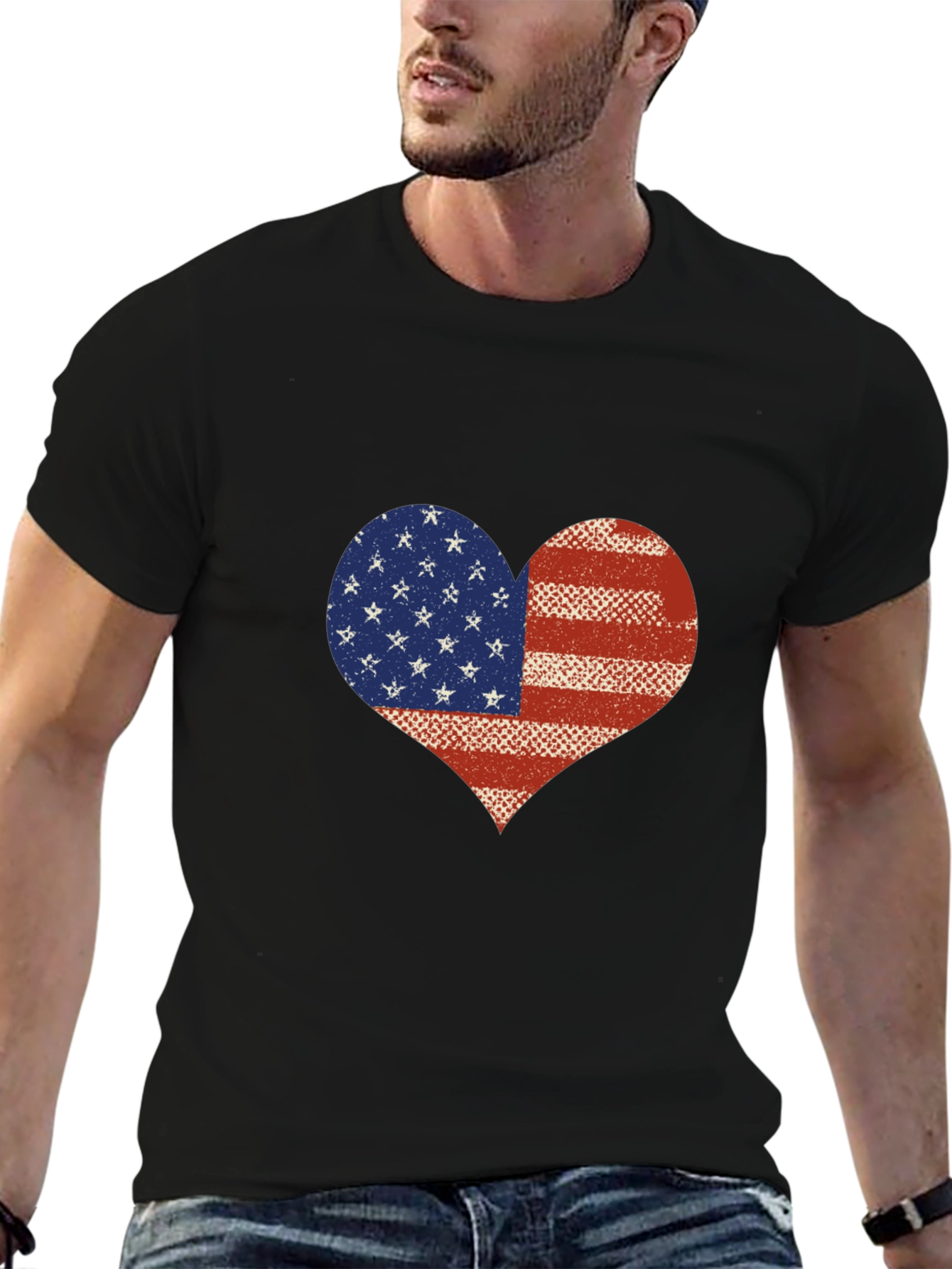 American Flag Heart T-Shirt - Patriotic USA Love Tee