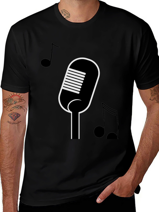 Vintage Microphone Graphic Tee - Black