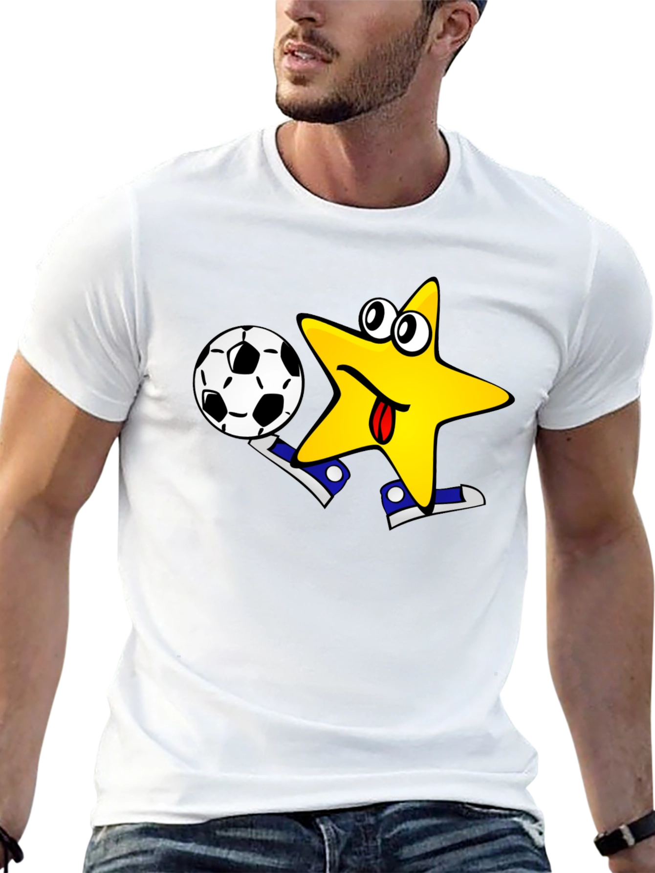 Funny Soccer Star T-Shirt - Black Cotton Tee