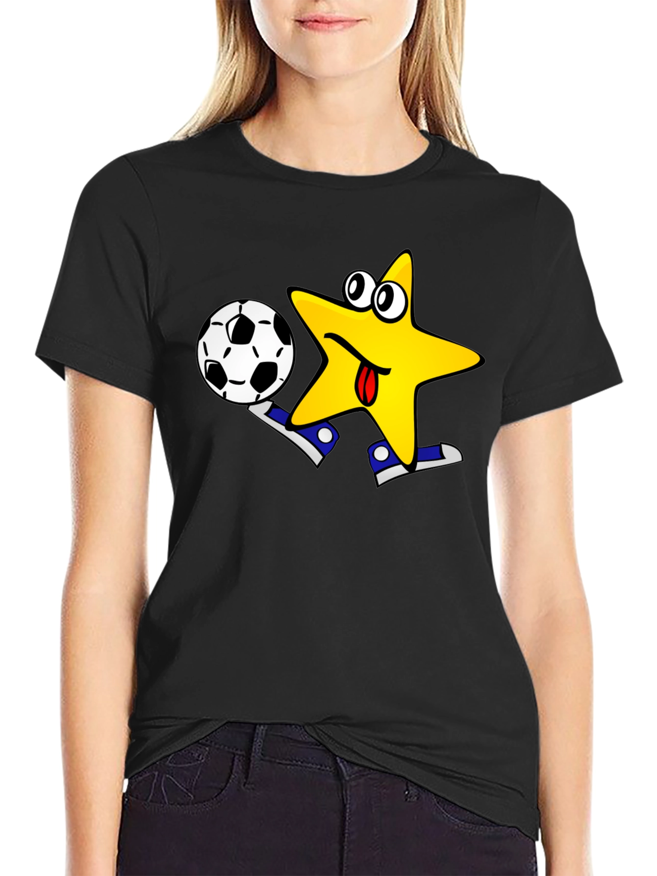 Funny Soccer Star T-Shirt - Black Cotton Tee
