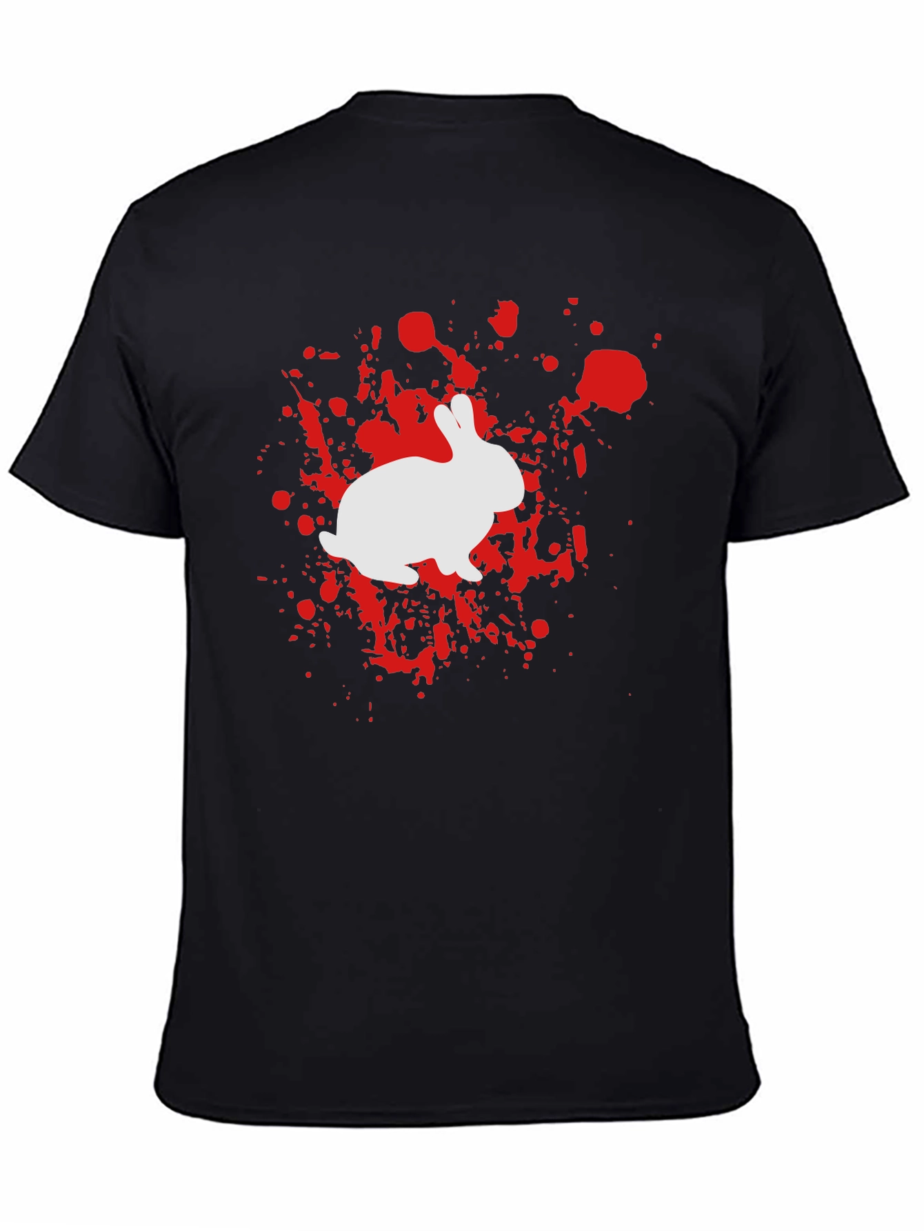 Rabbit Splatter Graphic Tee - Black Cotton Shirt