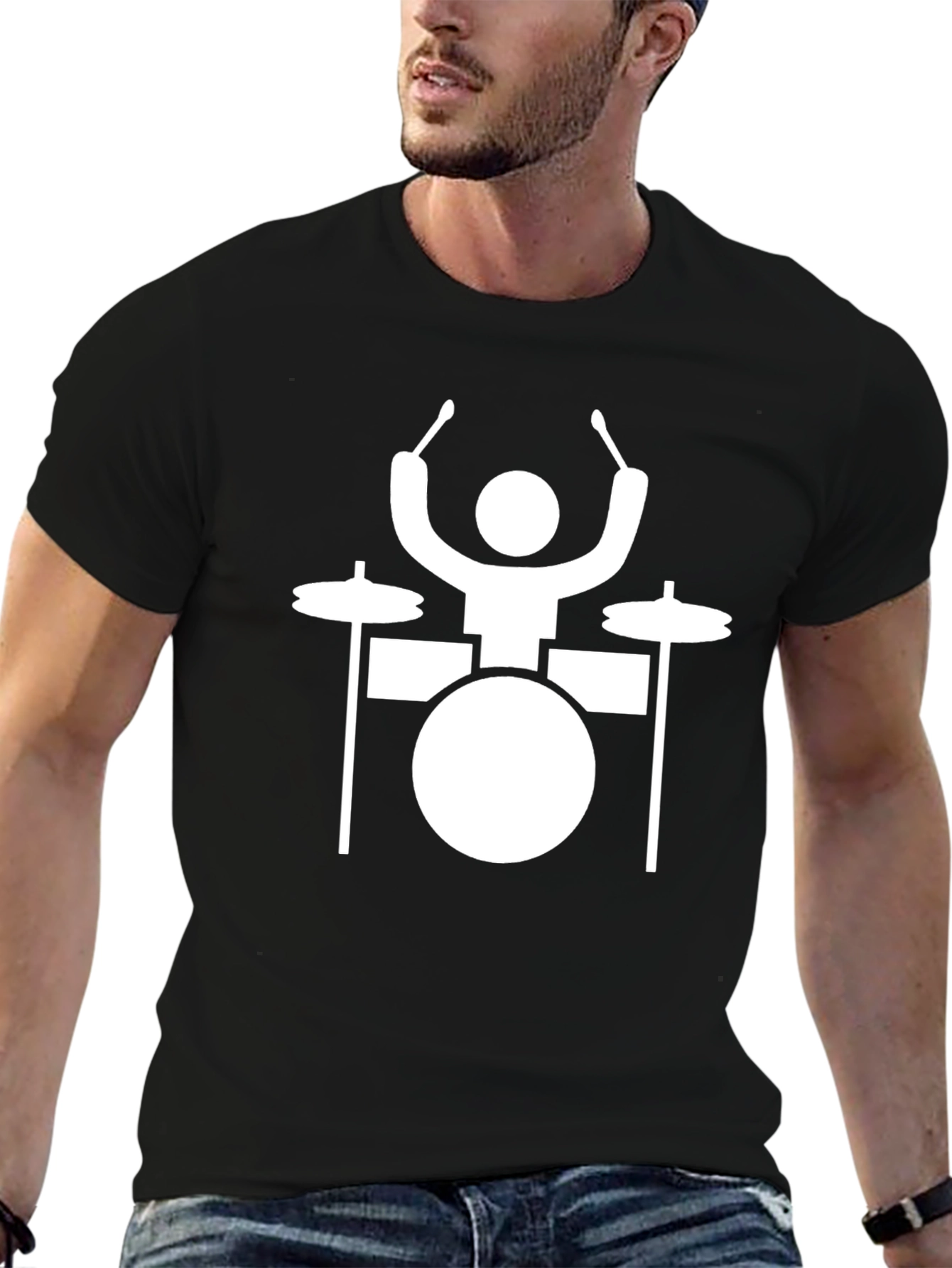 Drummer Graphic T-Shirt - Black Cotton Tee