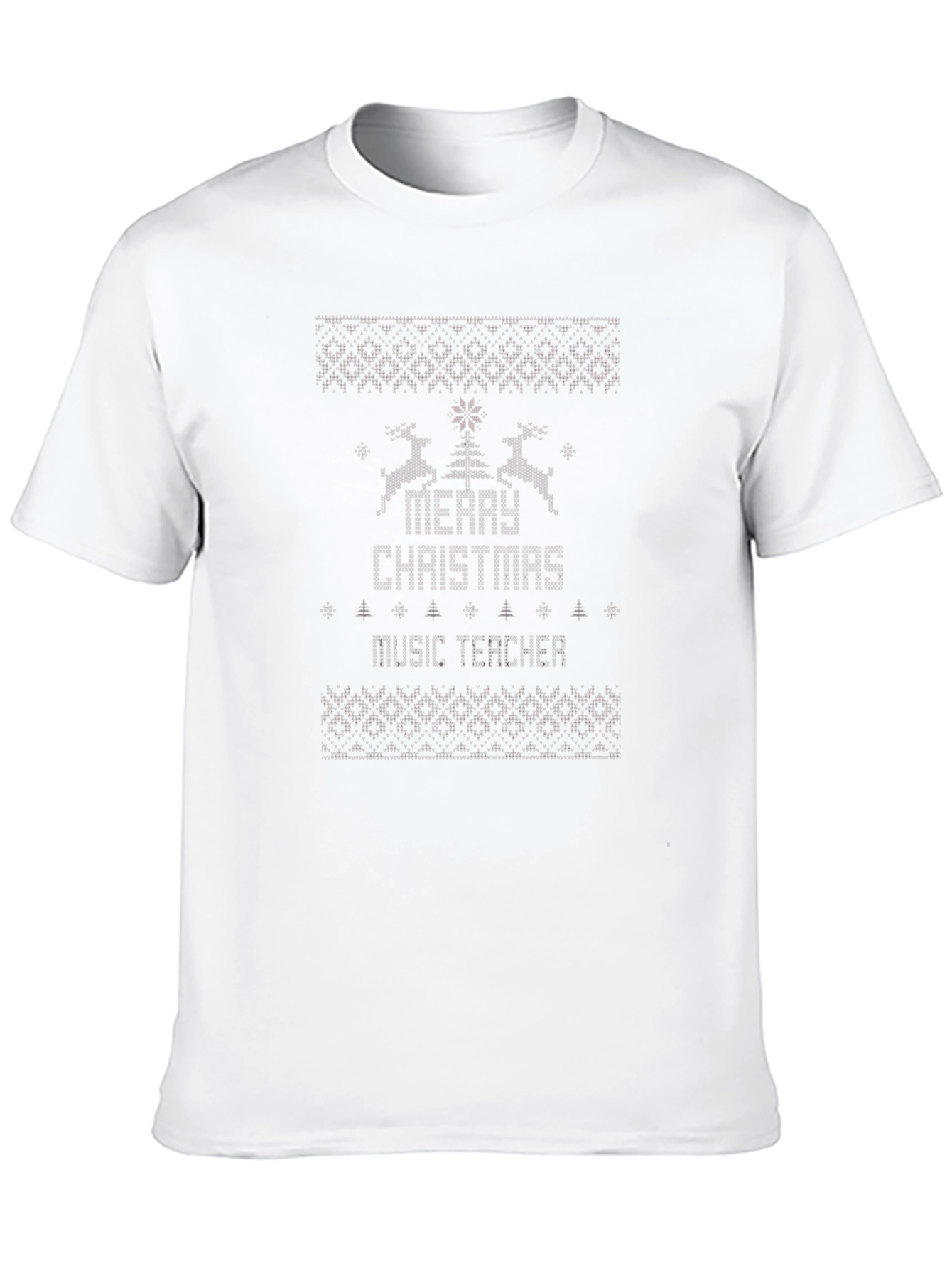 Merry Christmas Music Teacher Ugly Sweater Style T-Shirt