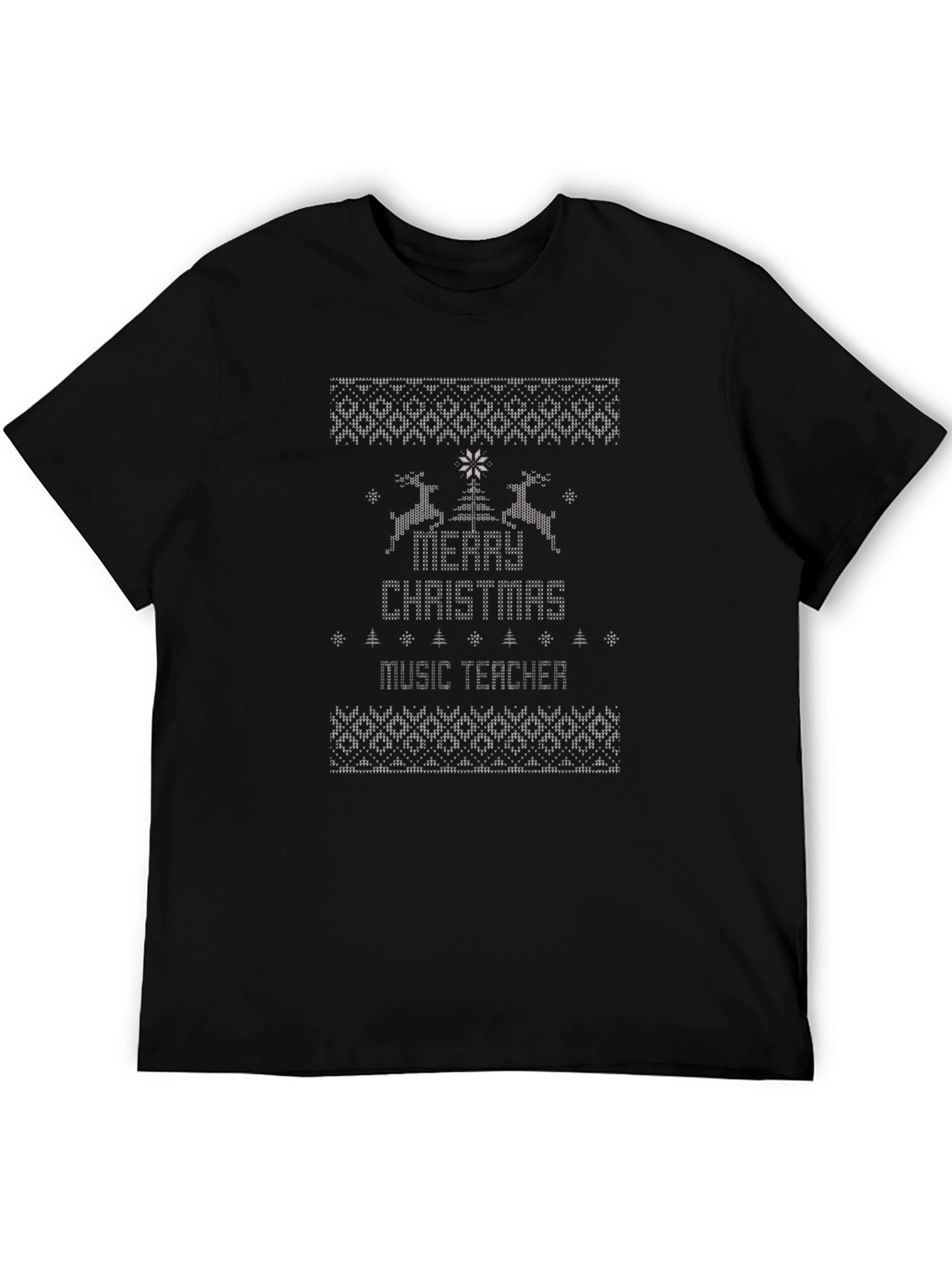 Merry Christmas Music Teacher Ugly Sweater Style T-Shirt