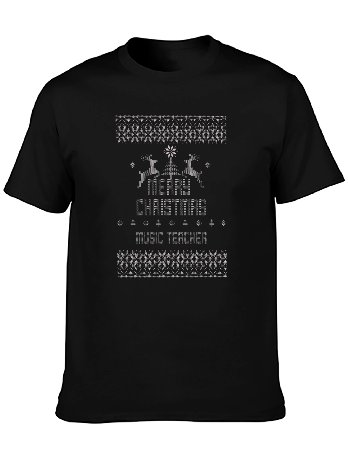 Merry Christmas Music Teacher Ugly Sweater Style T-Shirt