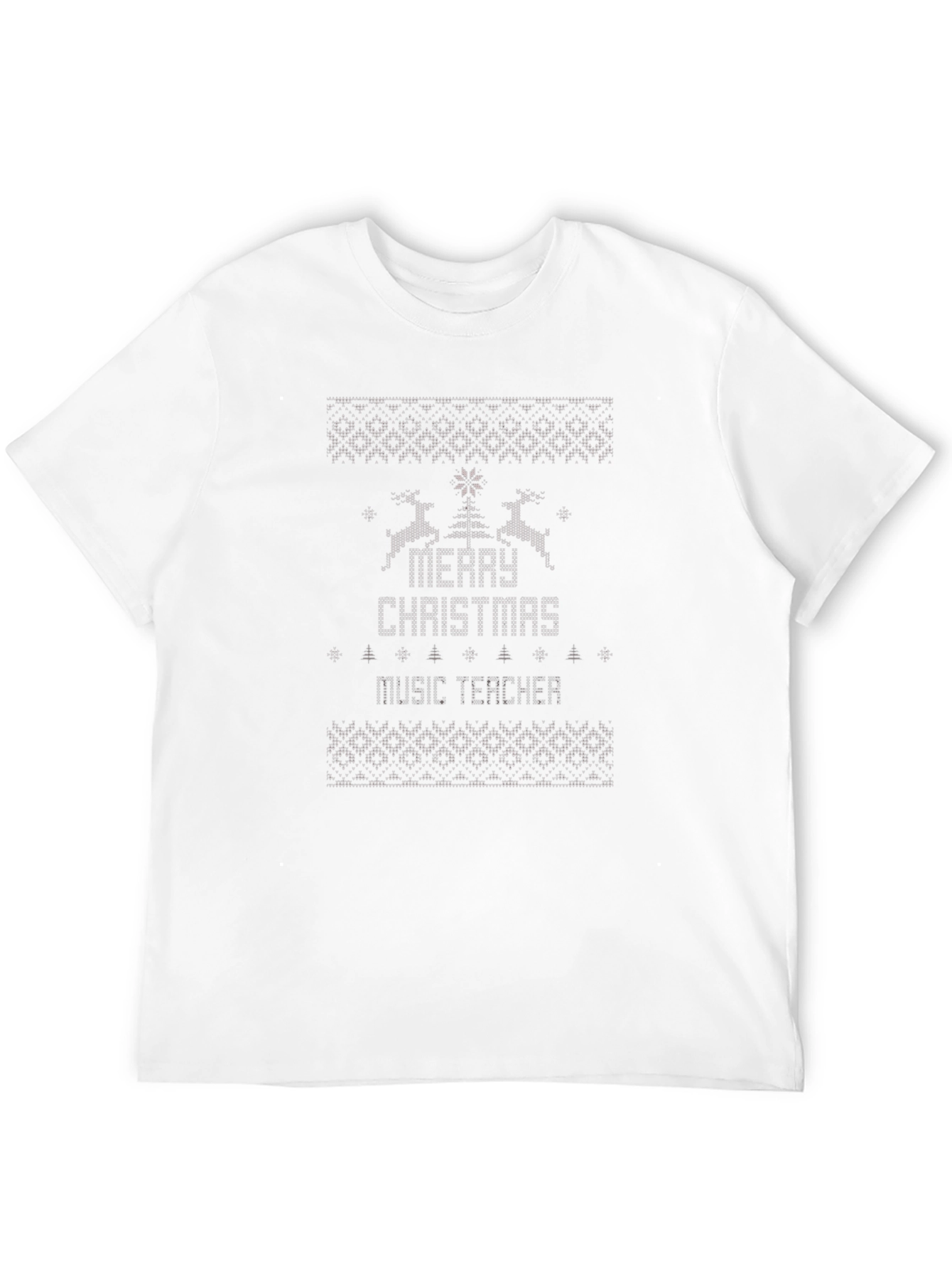 Merry Christmas Music Teacher Ugly Sweater Style T-Shirt