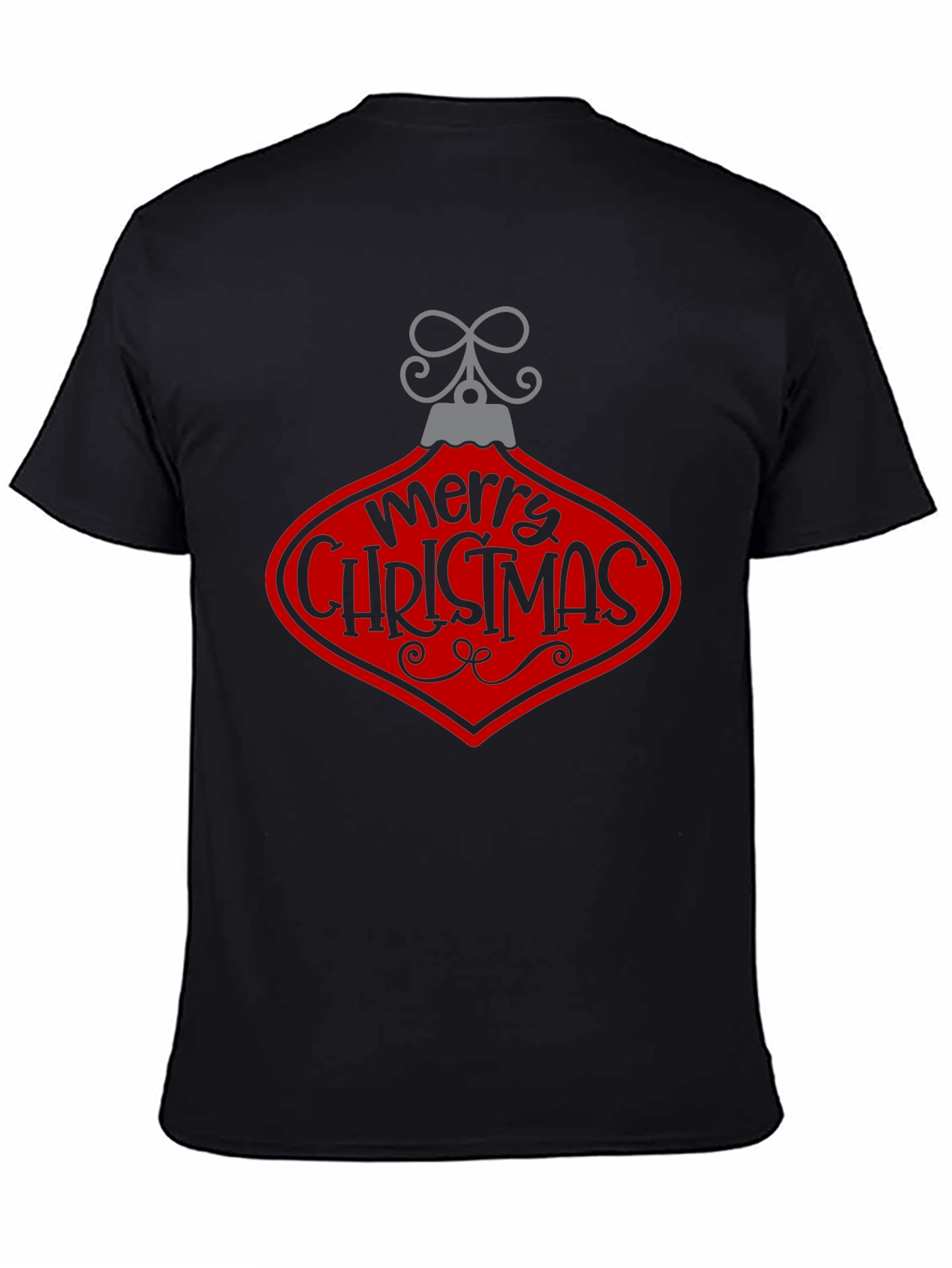 Merry Christmas Ornament Graphic Tee - Black