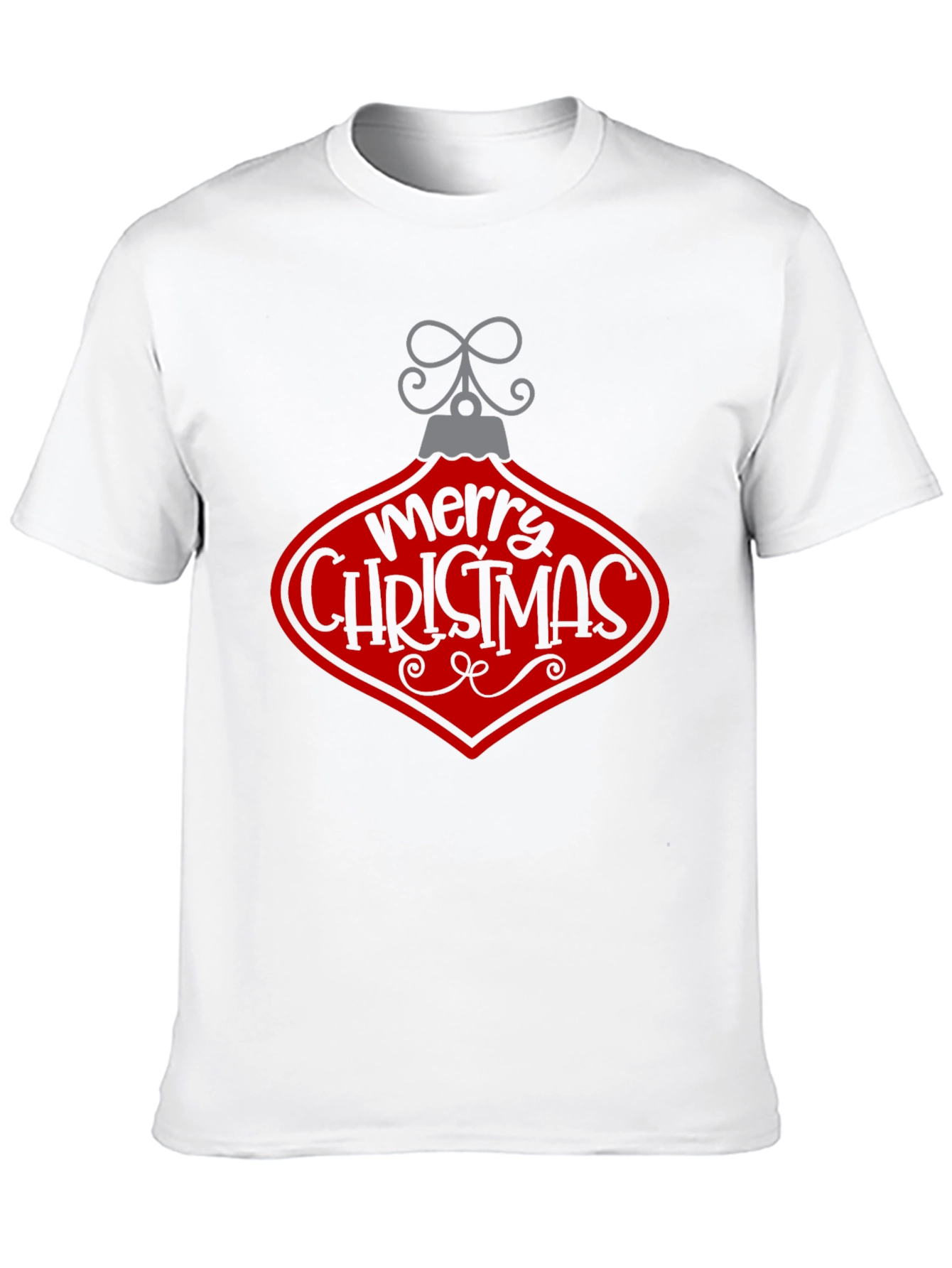 Merry Christmas Ornament Graphic Tee - Black