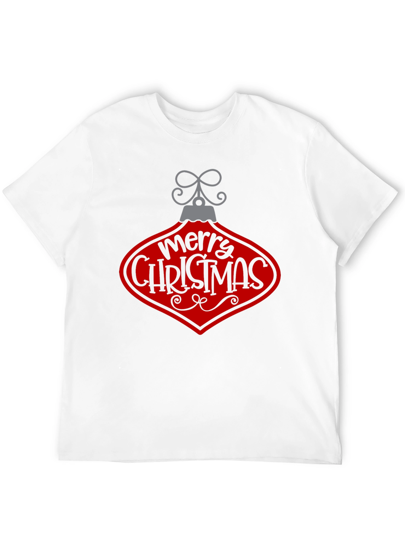 Merry Christmas Ornament Graphic Tee - Black