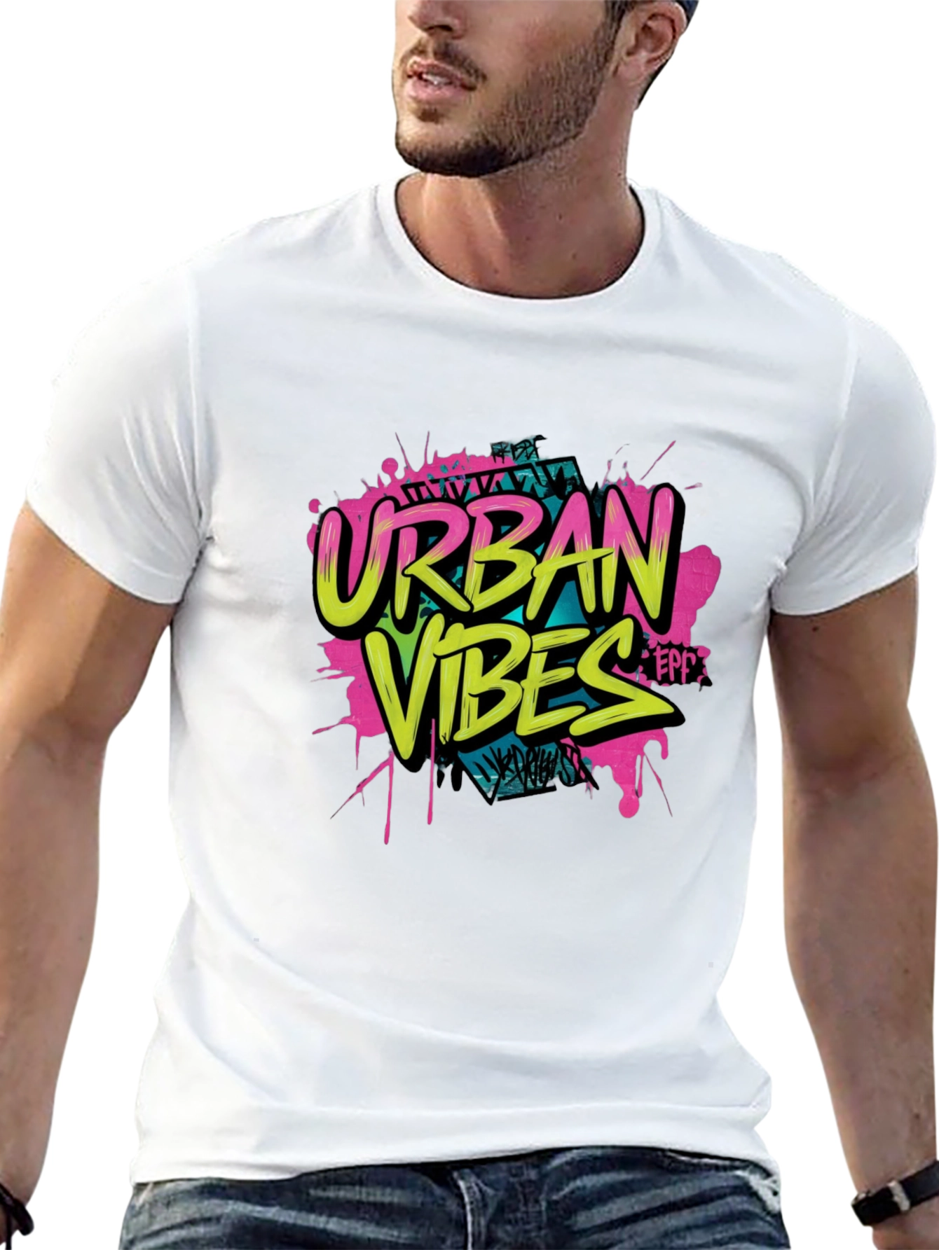 Urban Vibes Graphic Print Black T-Shirt