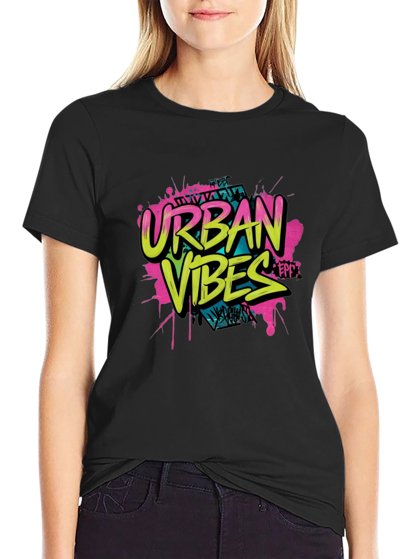 Urban Vibes Graphic Print Black T-Shirt