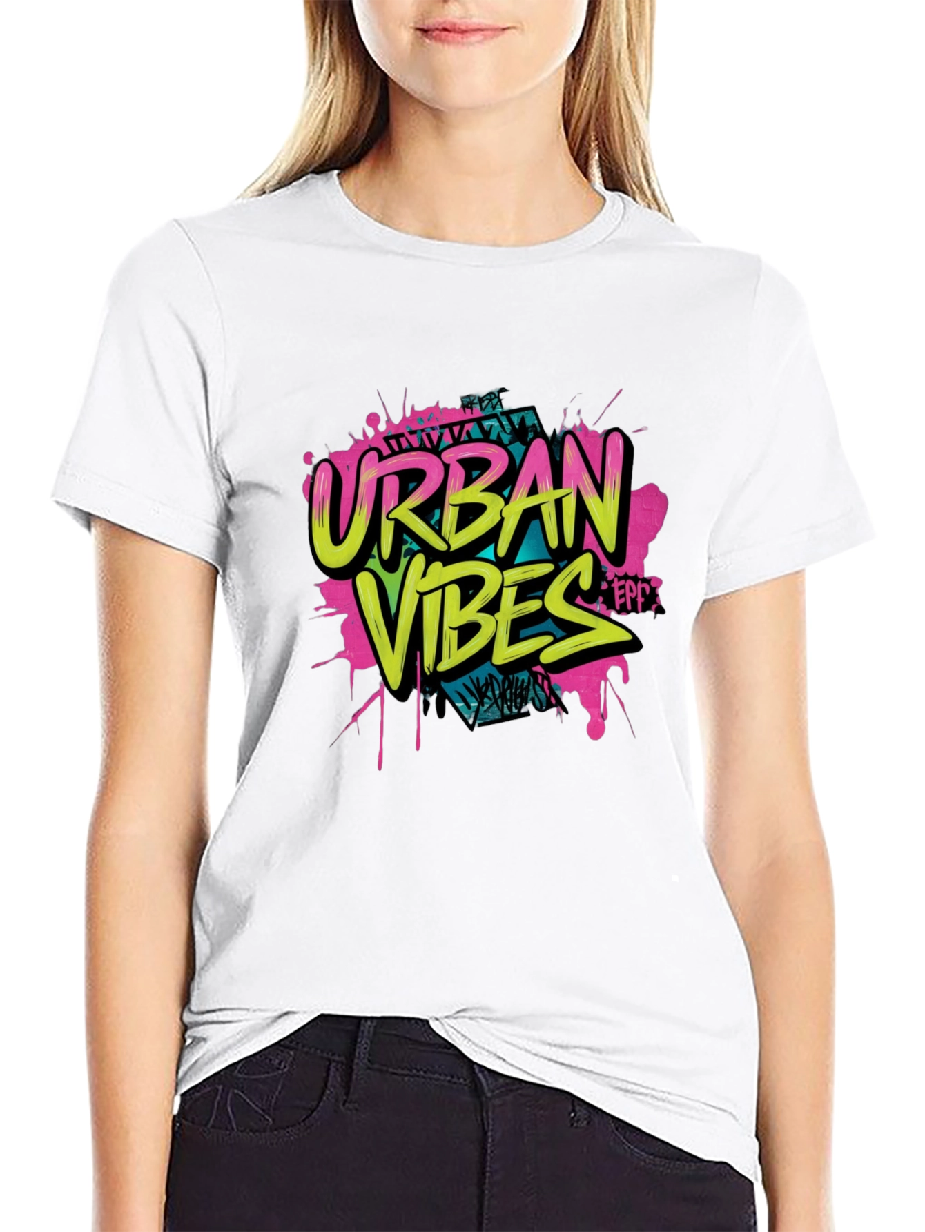 Urban Vibes Graphic Print Black T-Shirt