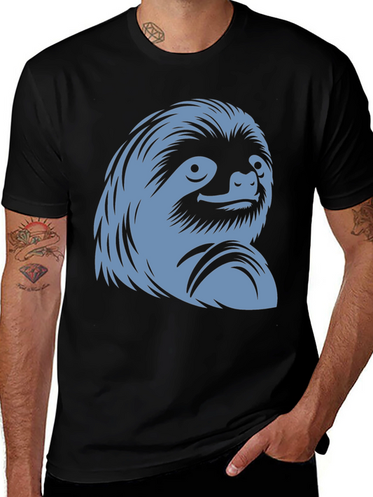 Sloth Graphic Tee - Black Cotton Casual Wear