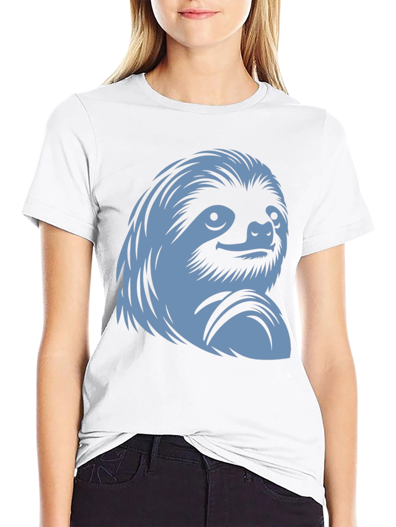 Sloth Graphic Tee - Black Cotton Casual Wear