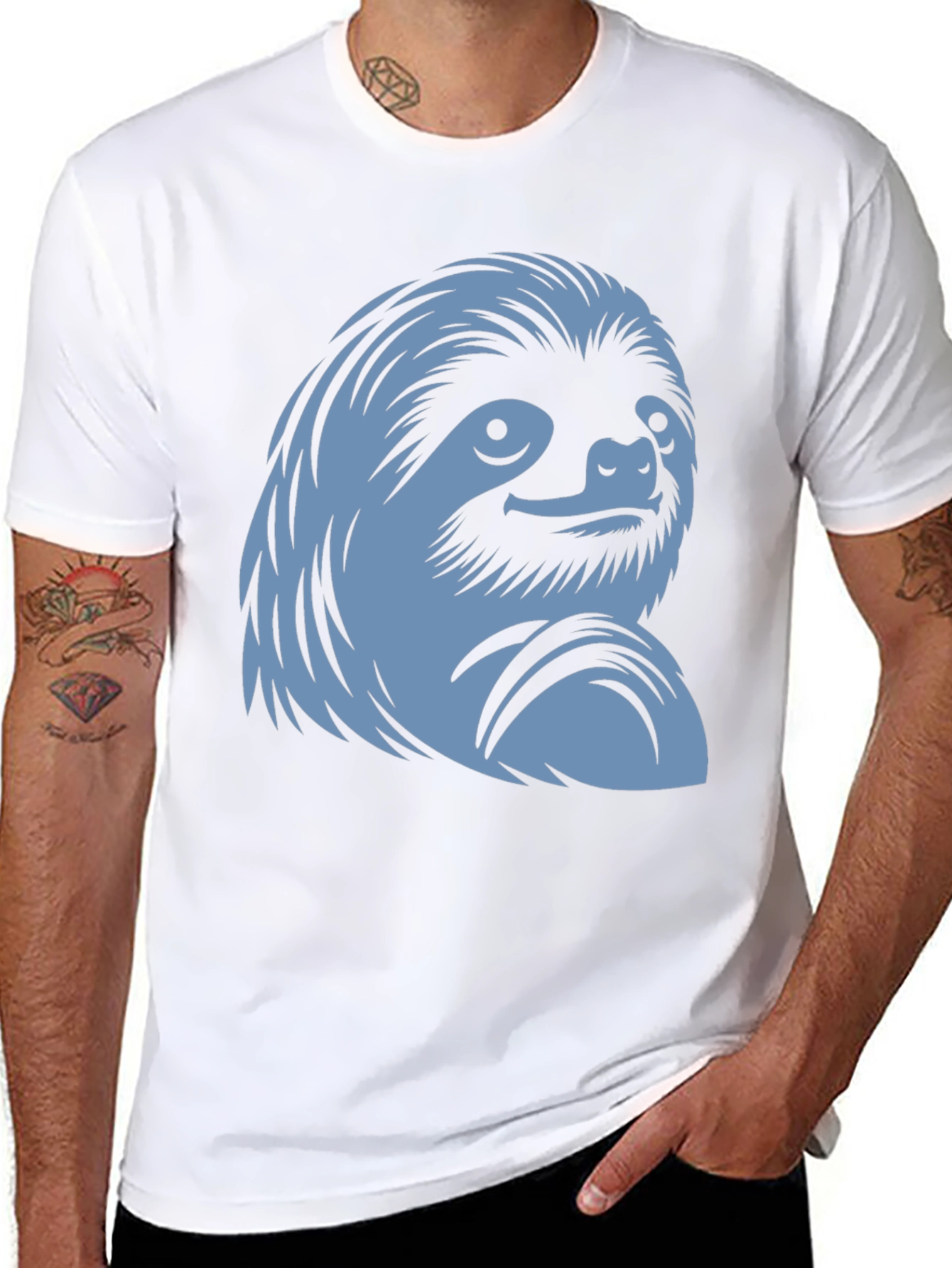 Sloth Graphic Tee - Black Cotton Casual Wear