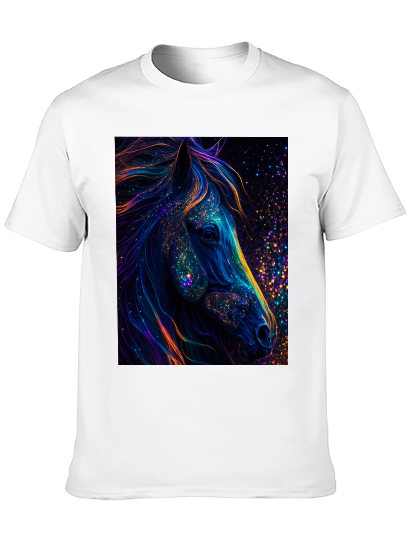 Cosmic Horse Graphic Tee - Black Cotton T-Shirt