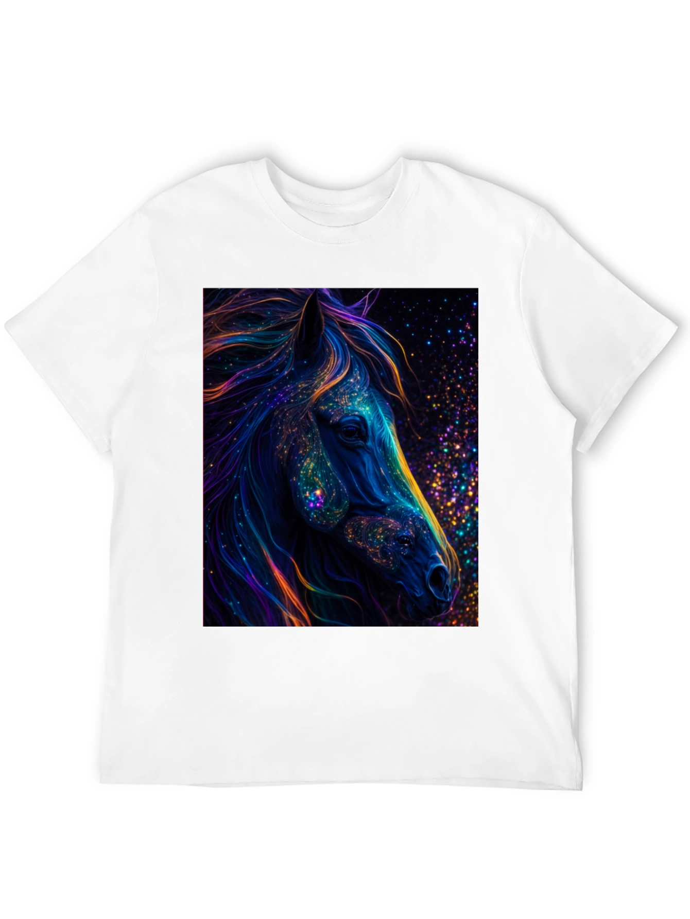 Cosmic Horse Graphic Tee - Black Cotton T-Shirt