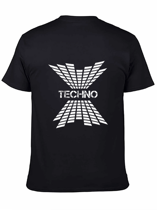 Techno Grid Graphic Black T-Shirt