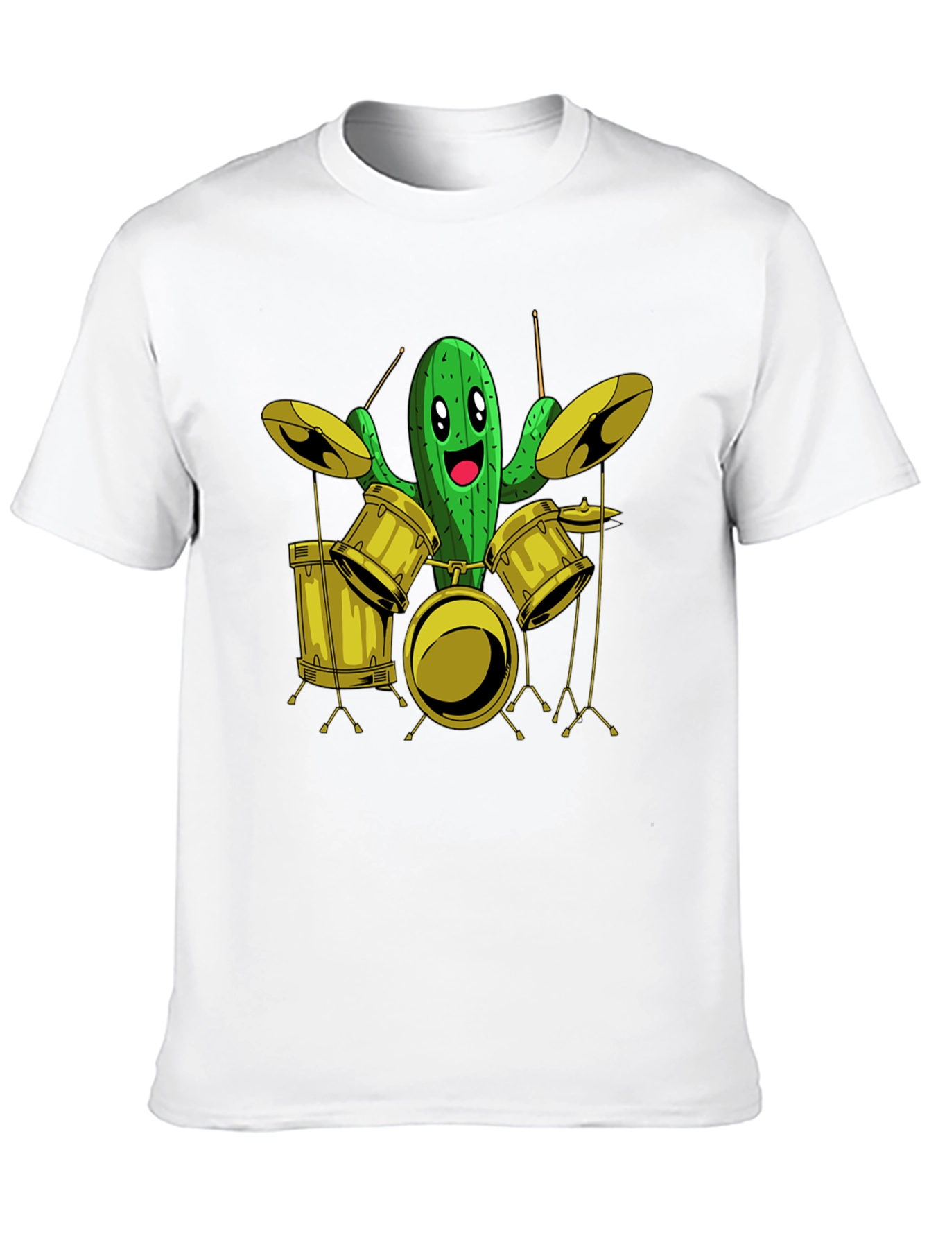 Cactus Drummer Graphic Tee - Black Cotton T-Shirt