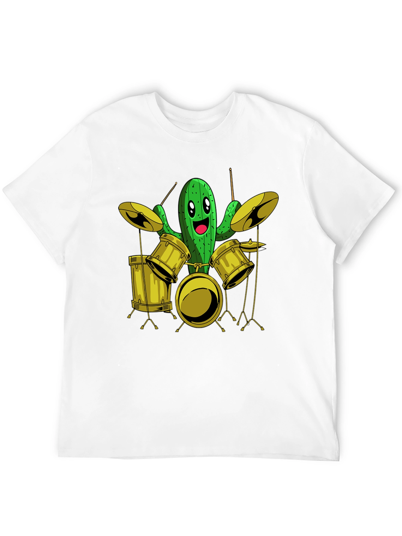 Cactus Drummer Graphic Tee - Black Cotton T-Shirt