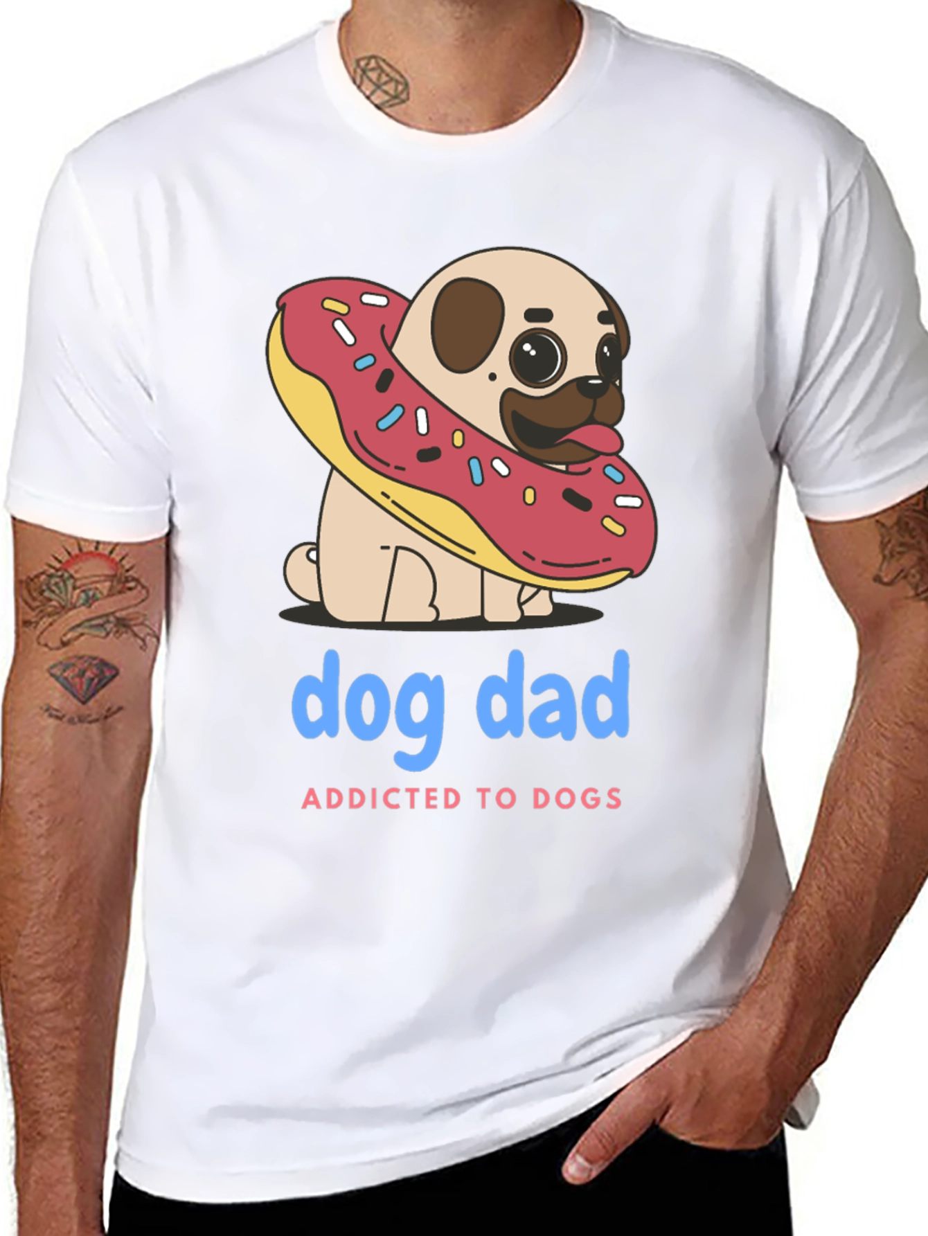Dog Dad Pug Donut T-Shirt