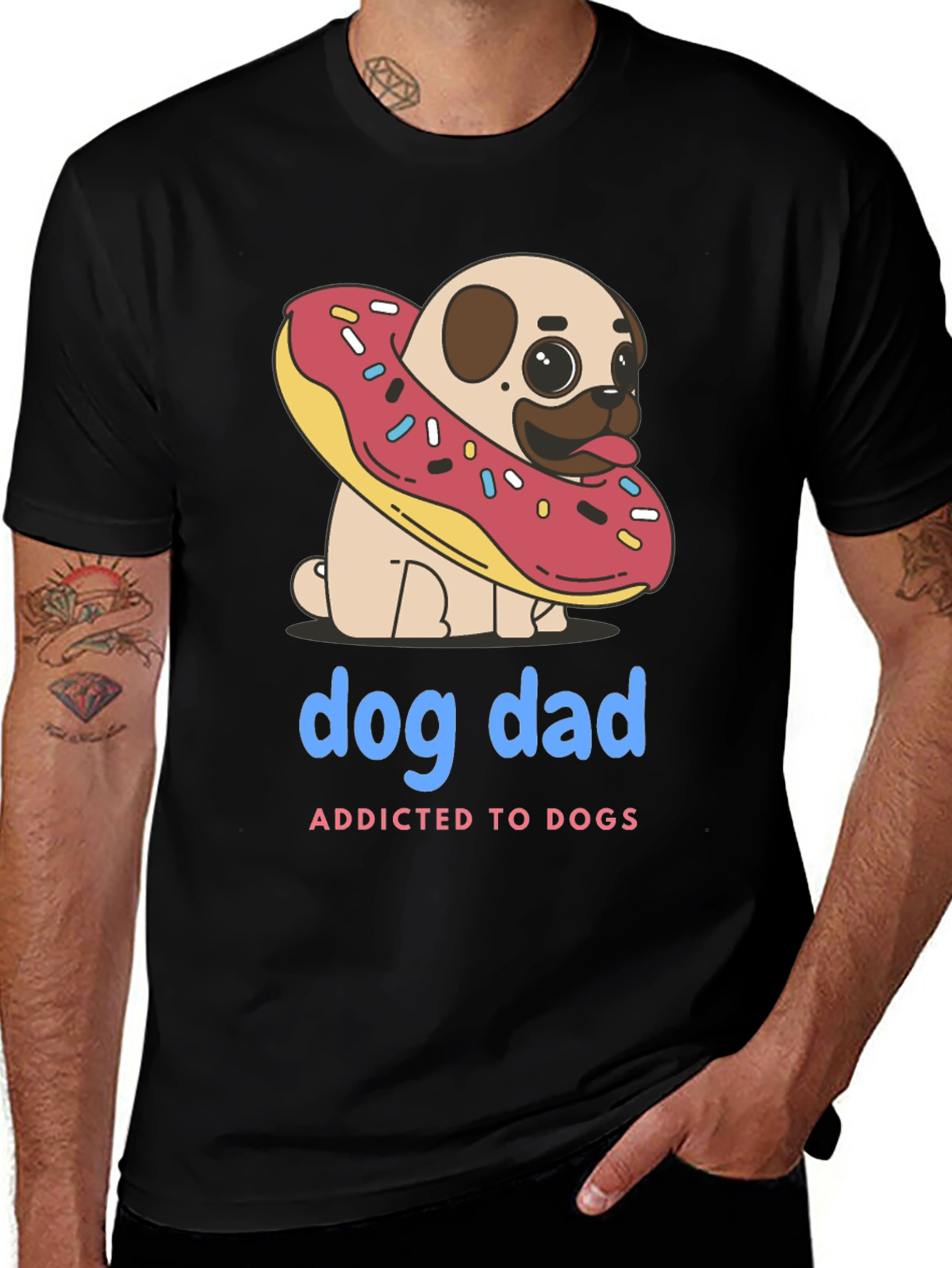 Dog Dad Pug Donut T-Shirt