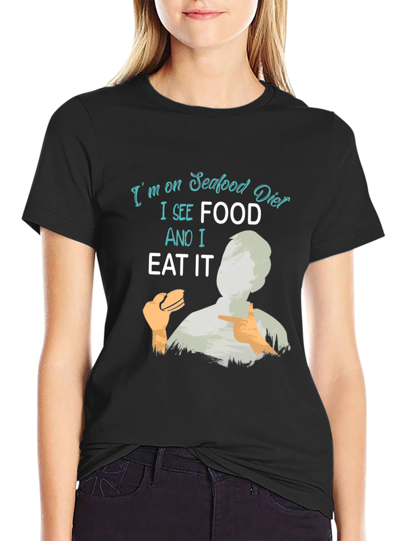 Seafood Diet Funny Graphic T-Shirt