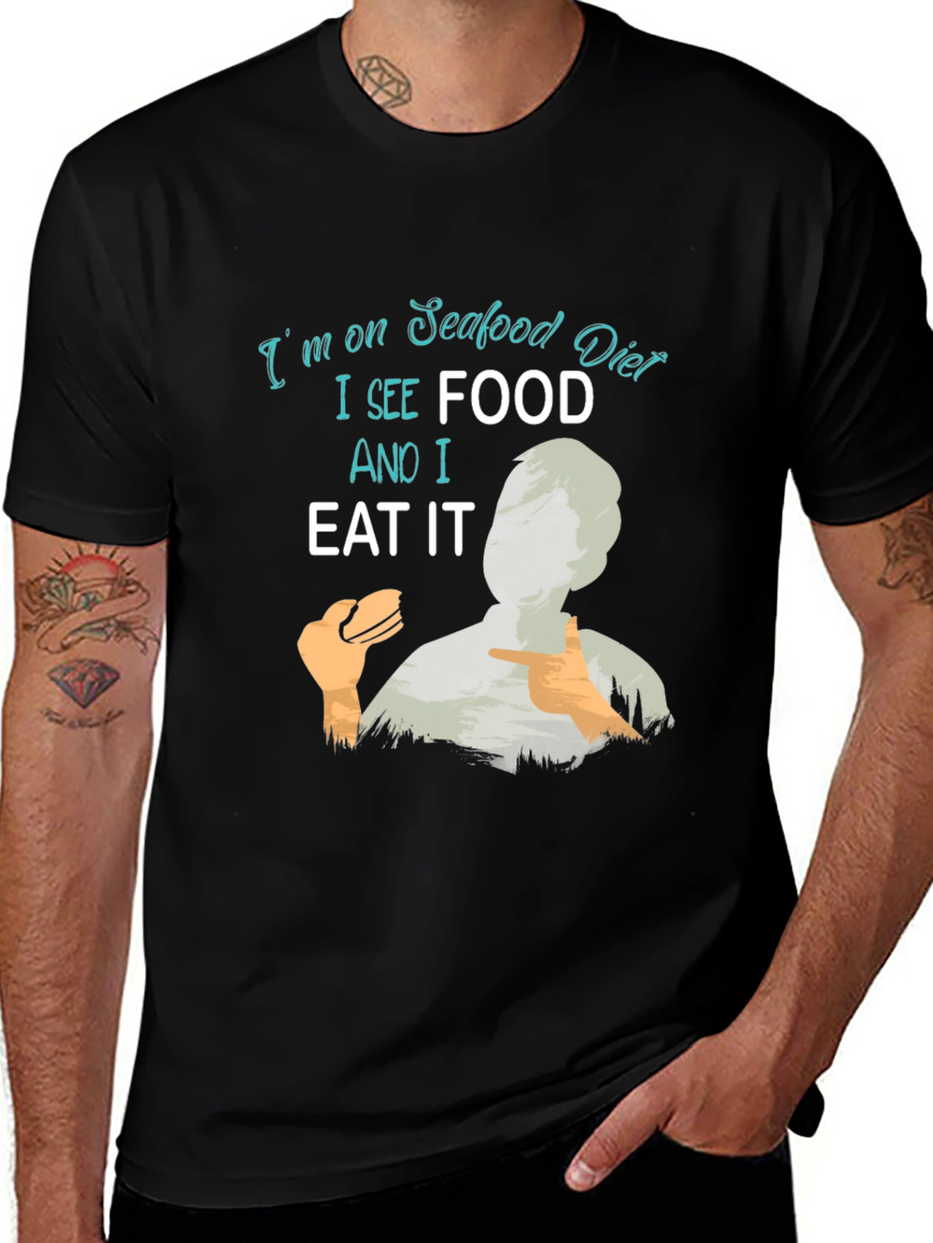 Seafood Diet Funny Graphic T-Shirt