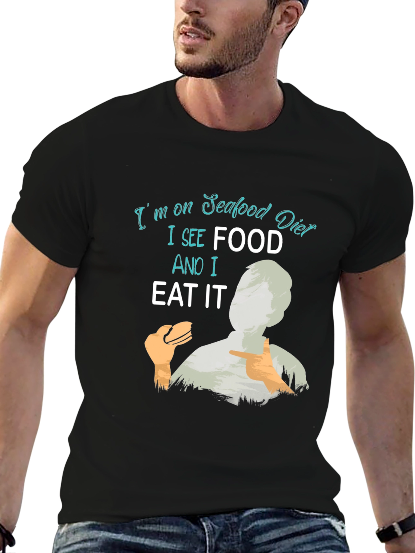 Seafood Diet Funny Graphic T-Shirt
