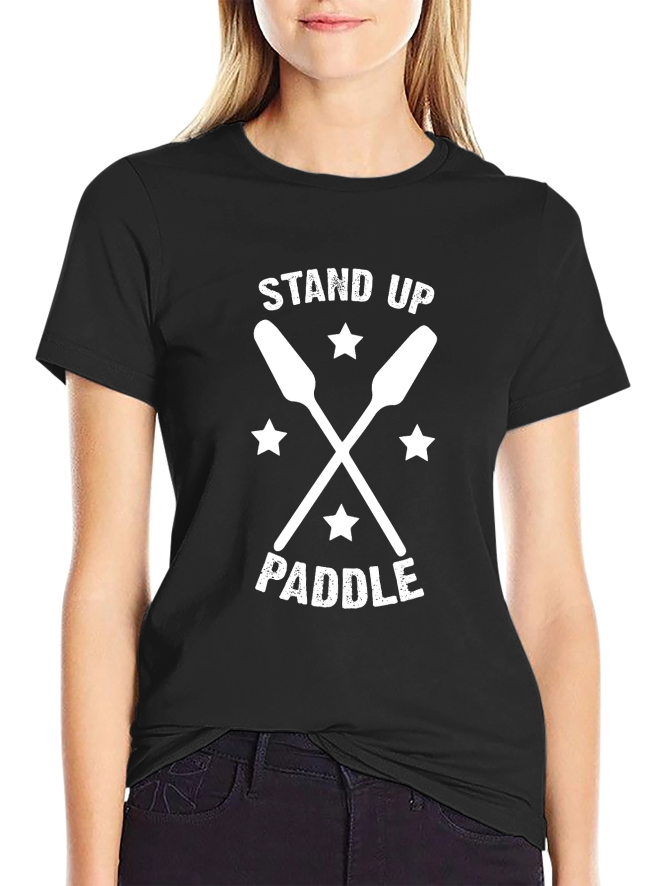 Stand Up Paddle Black Graphic T-Shirt