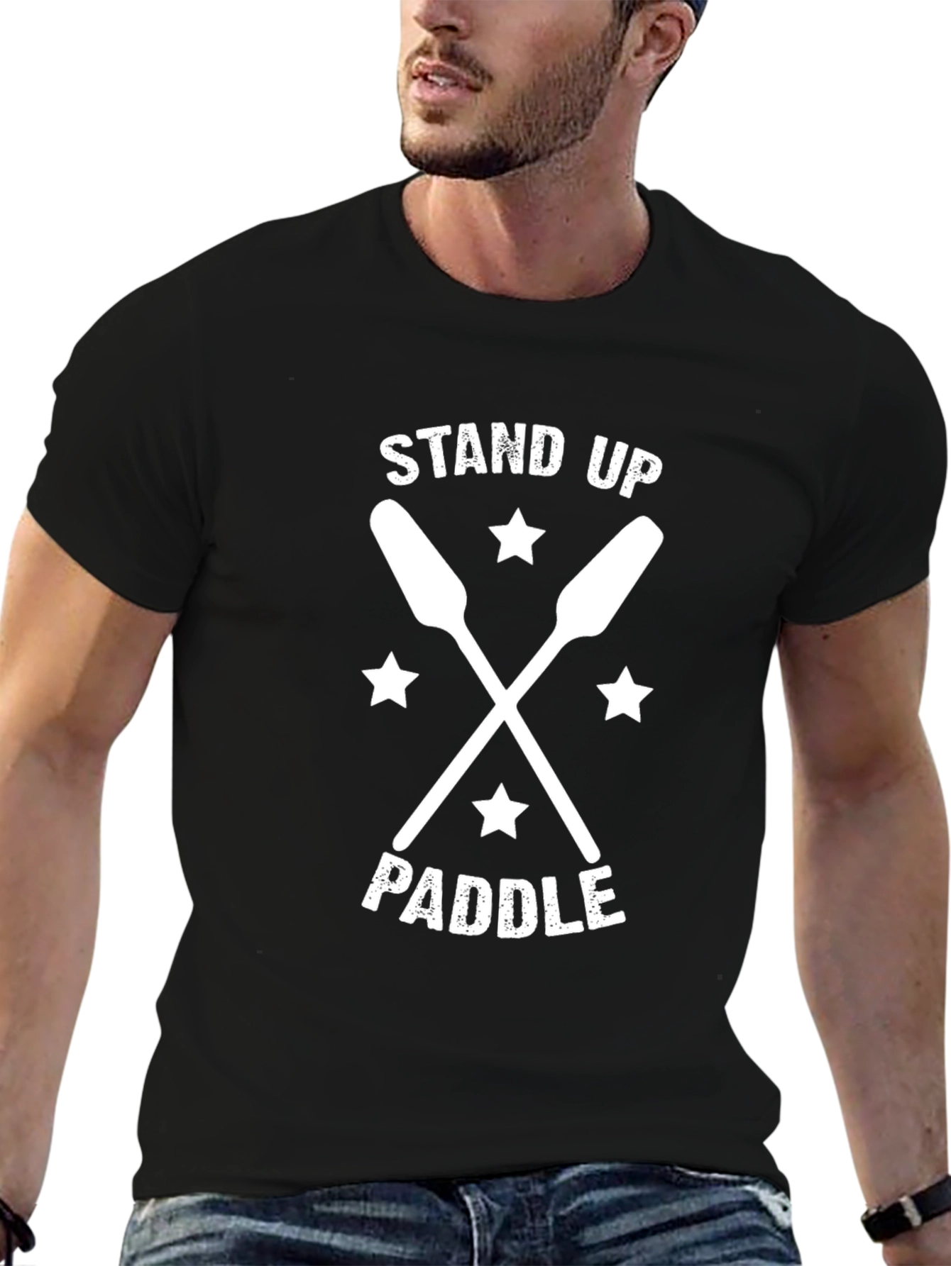 Stand Up Paddle Black Graphic T-Shirt