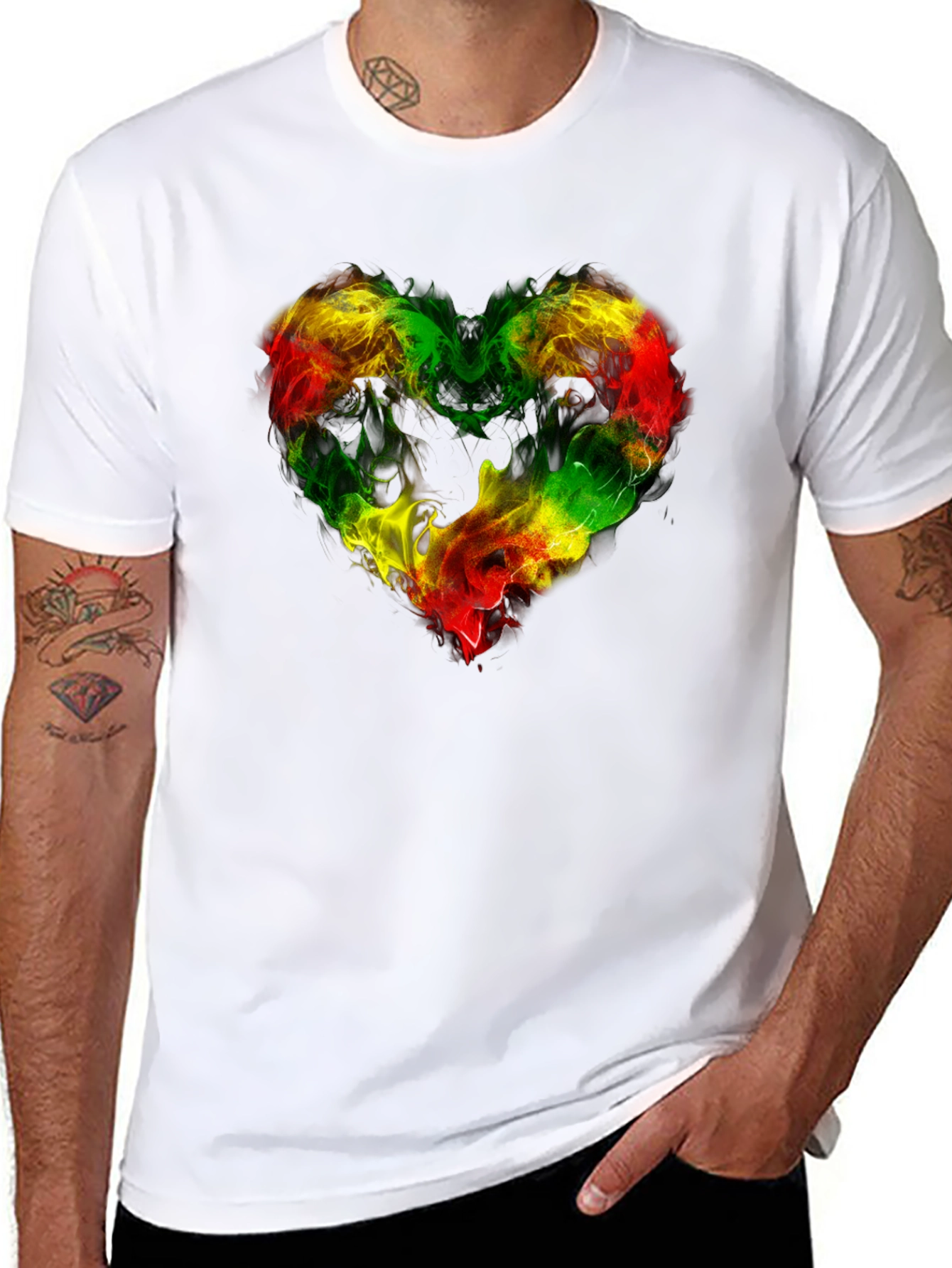 Rasta Heart T-Shirt - Black Reggae Style Tee