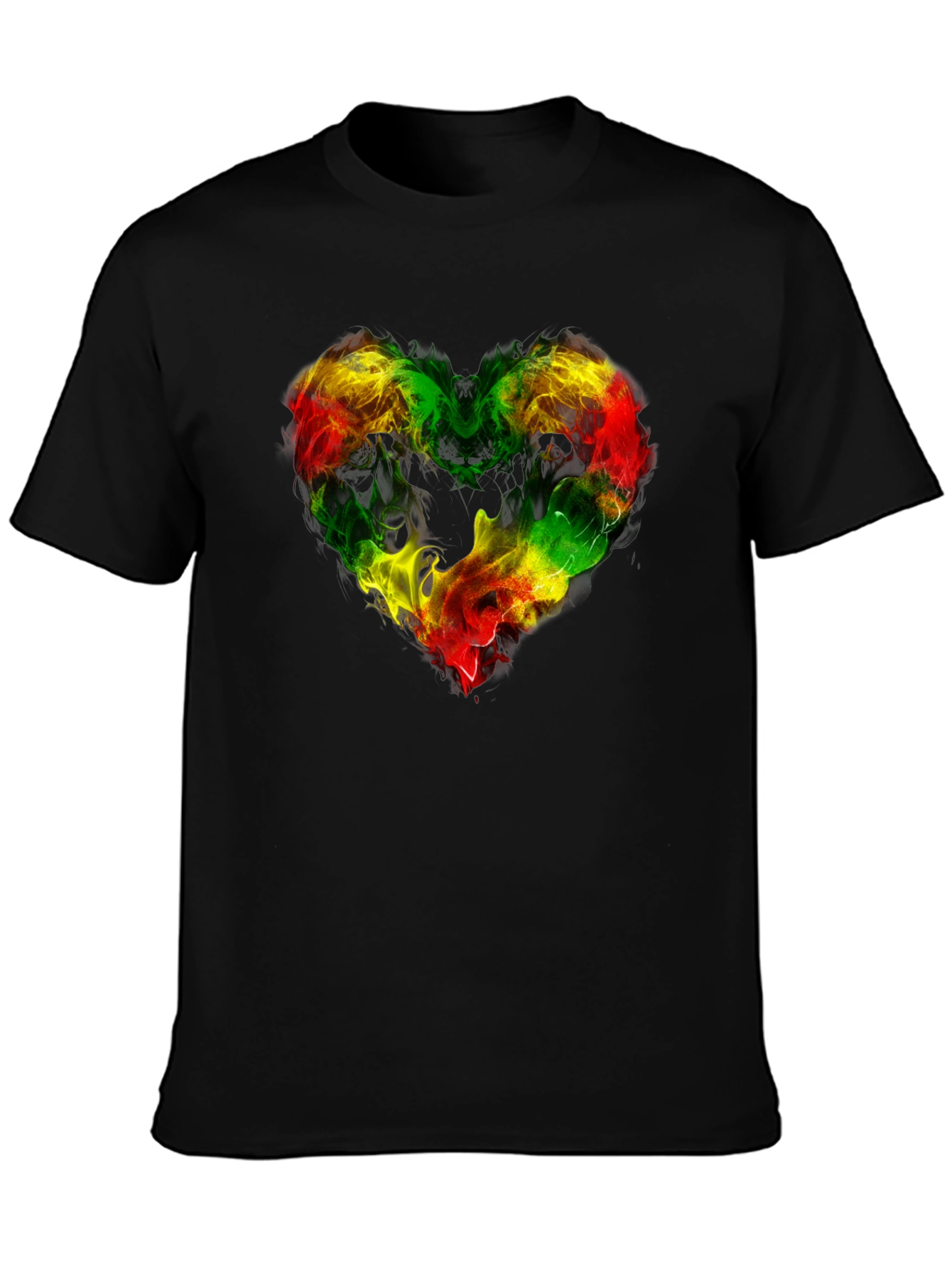 Rasta Heart T-Shirt - Black Reggae Style Tee