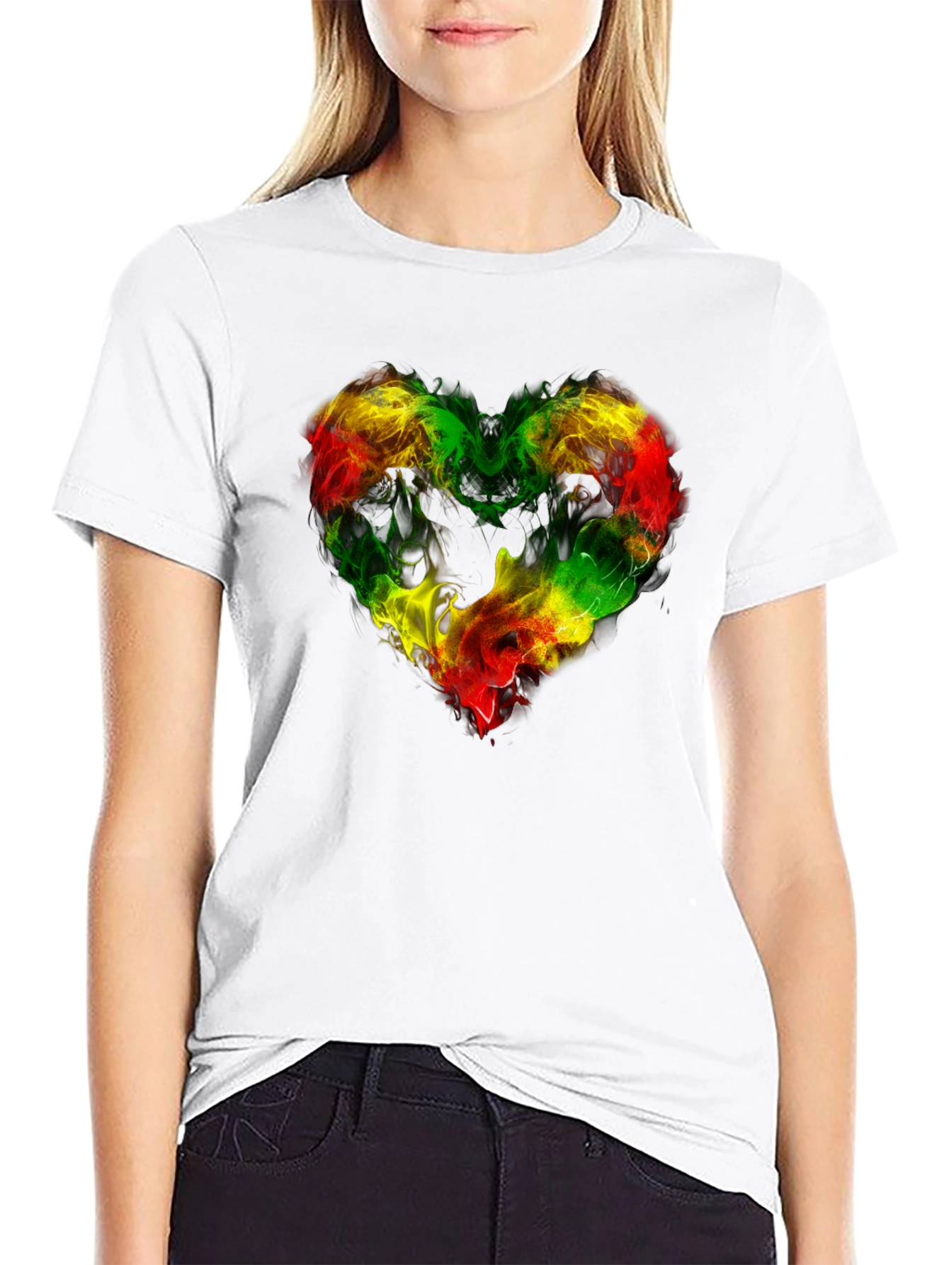 Rasta Heart T-Shirt - Black Reggae Style Tee