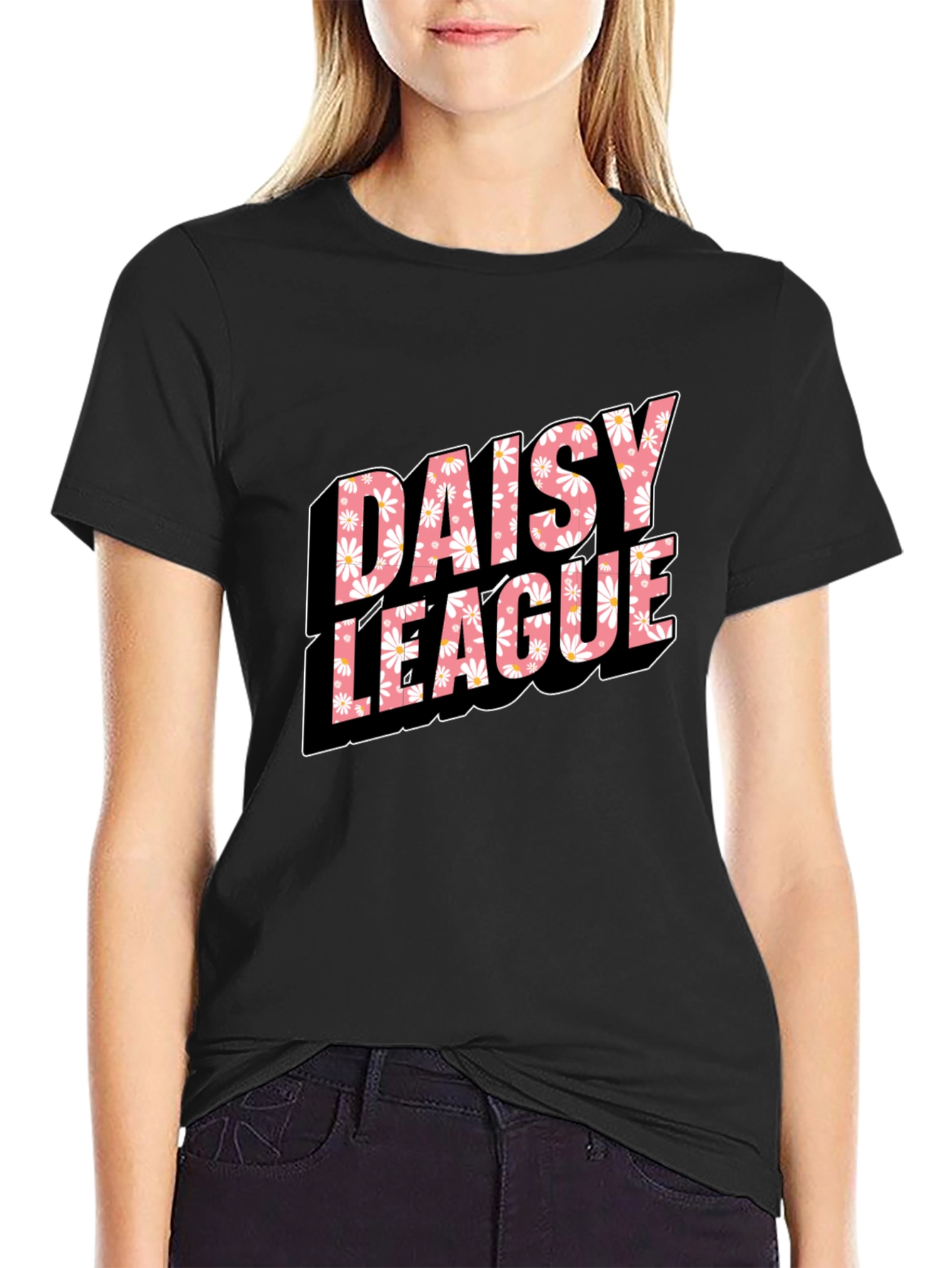 Daisy League T-Shirt - Black Cotton Tee
