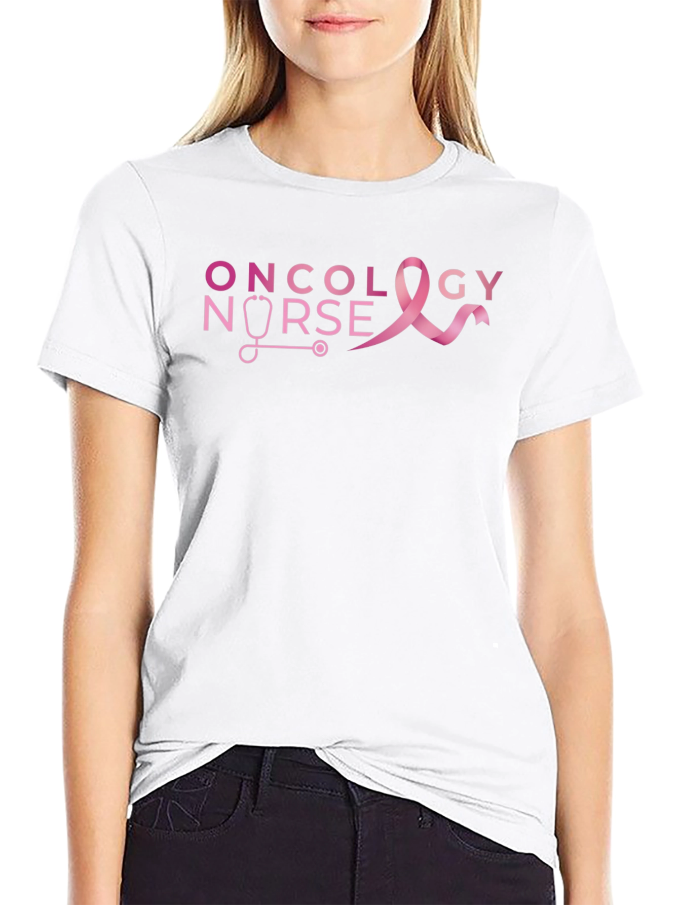 Oncology Nurse Ribbon Graphic T-Shirt