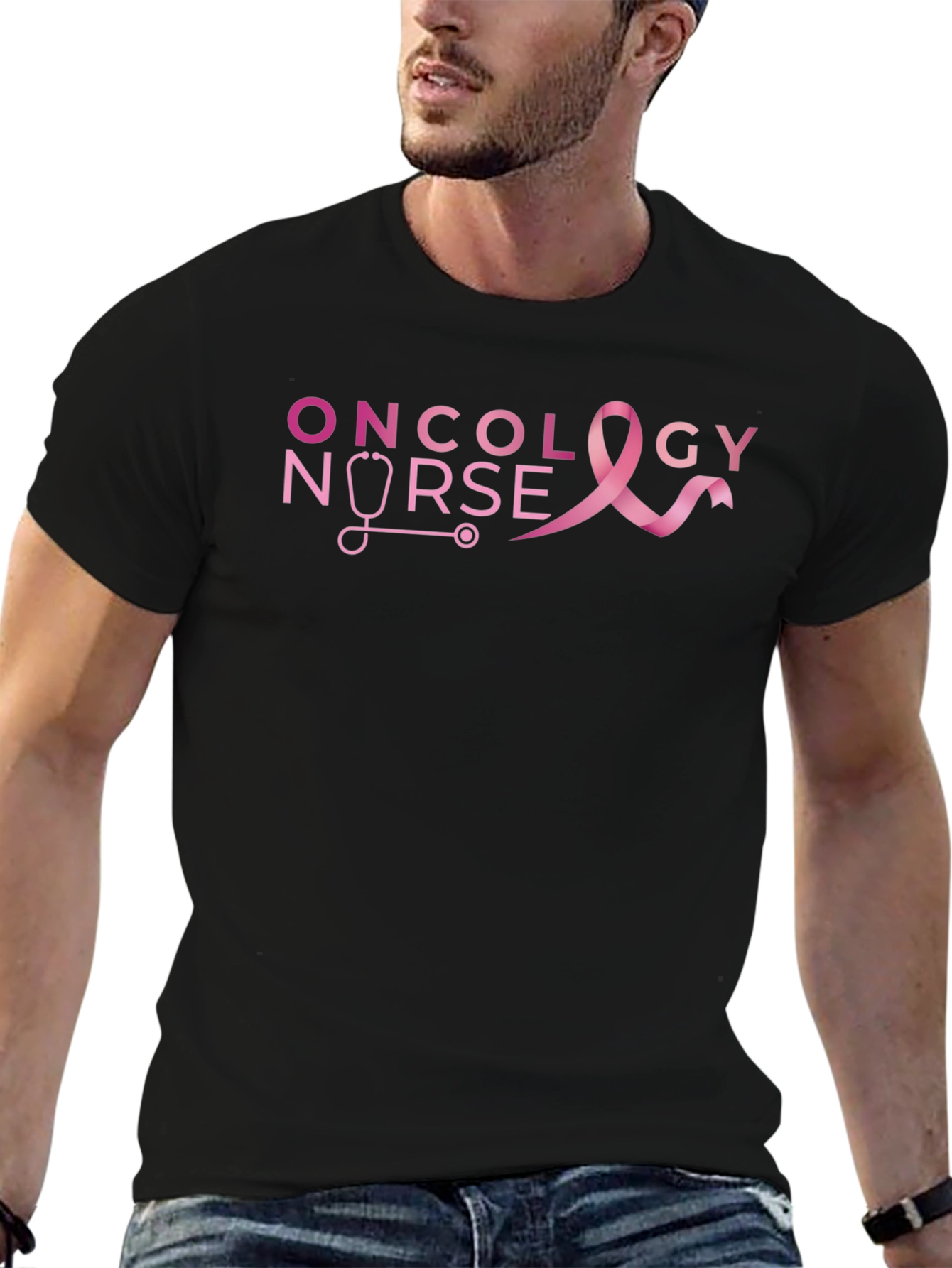 Oncology Nurse Ribbon Graphic T-Shirt