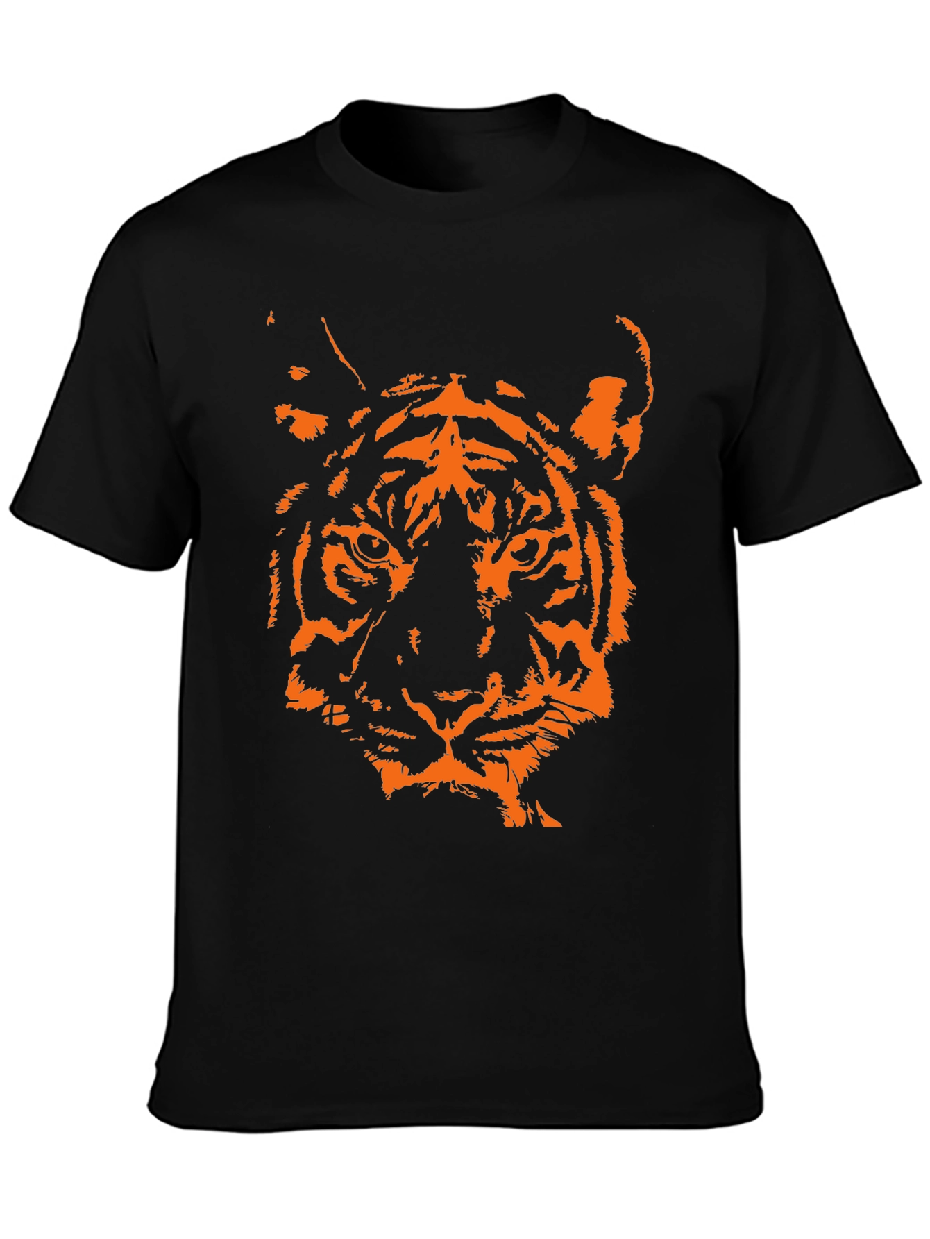 Tiger Graphic Print Crew Neck T-Shirt - Black
